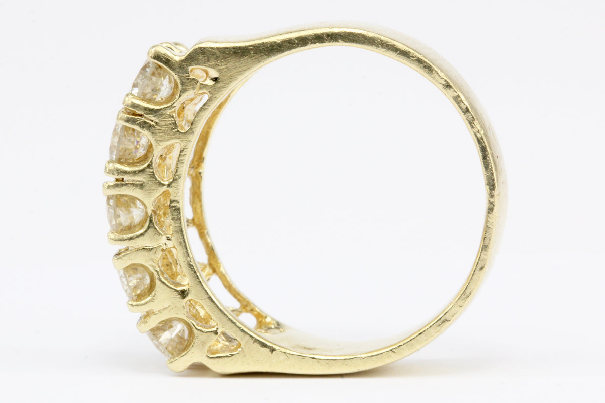 14K Yellow Gold Double Row Diamond Half Band Size 6.5 - Queen May