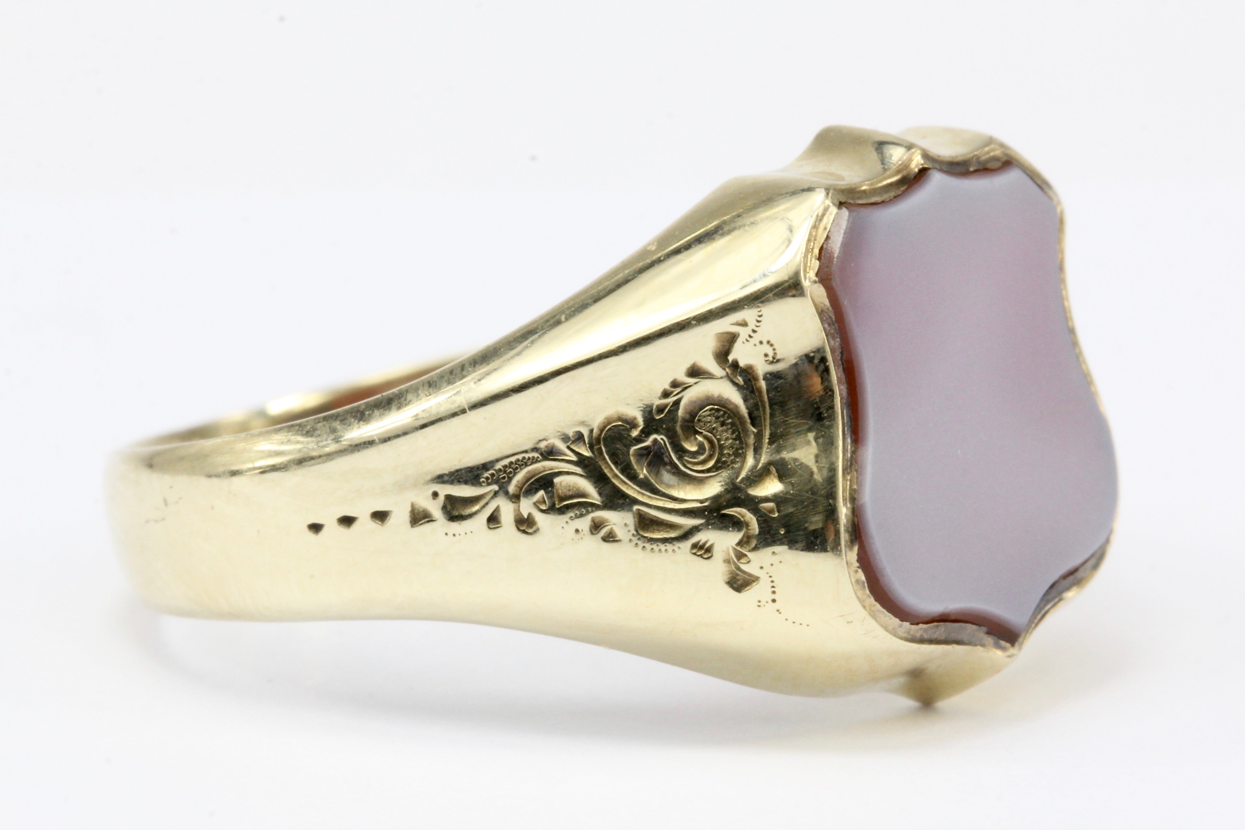 French Belle Epoque 3rd Republic Banded Agate Signet Ring Size 11 - Queen May