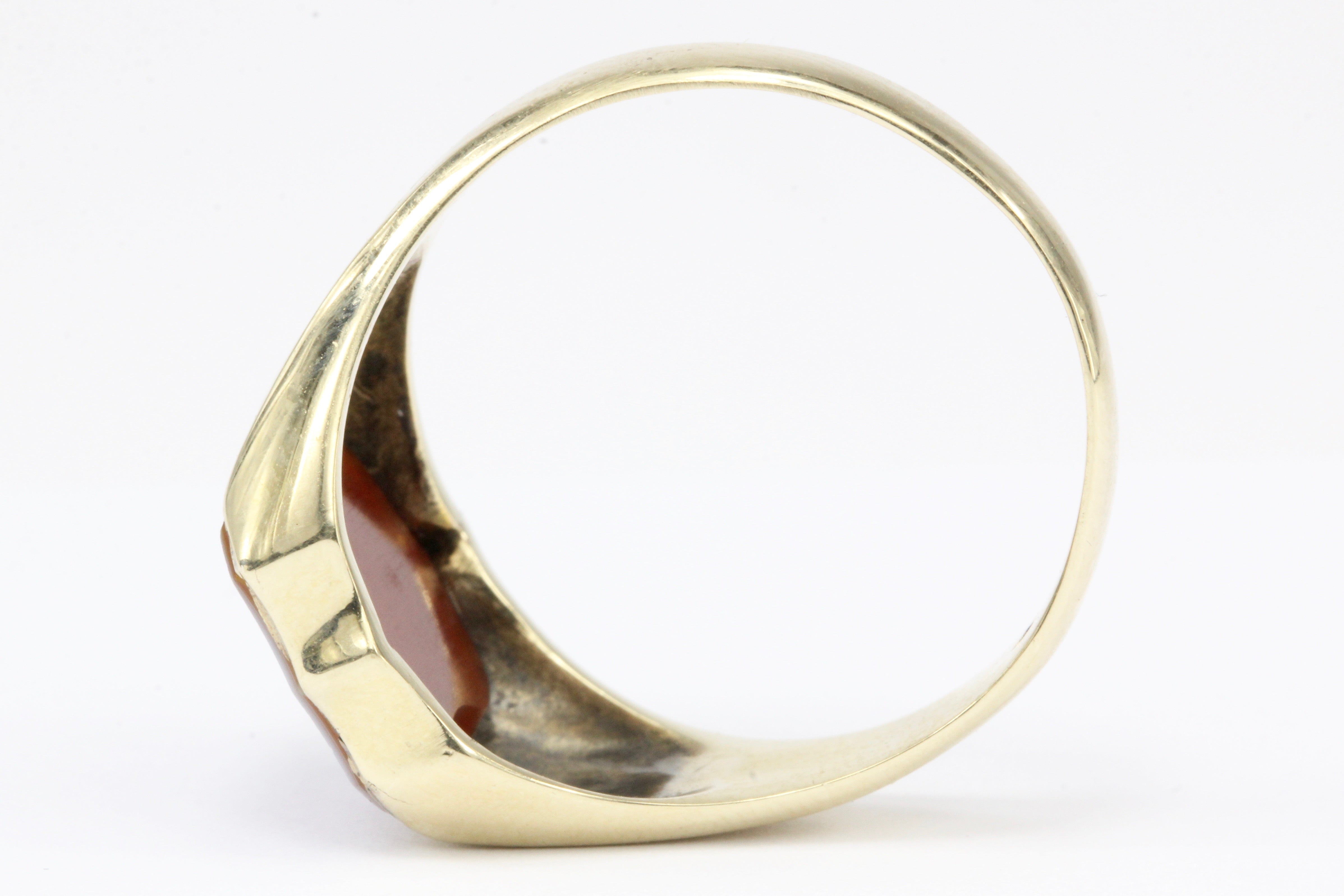 French Belle Epoque 3rd Republic Banded Agate Signet Ring Size 11 - Queen May