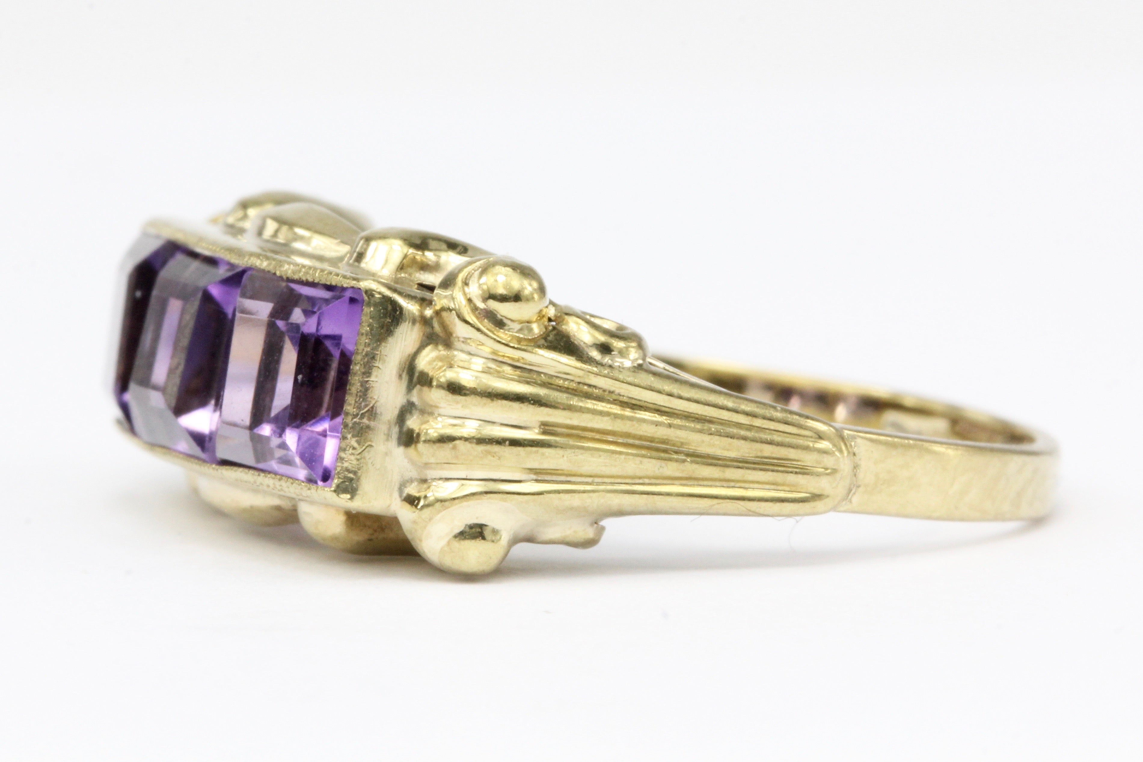 Victorian Revival 9K Yellow Gold 1.5 CTW Amethyst Ring - Queen May