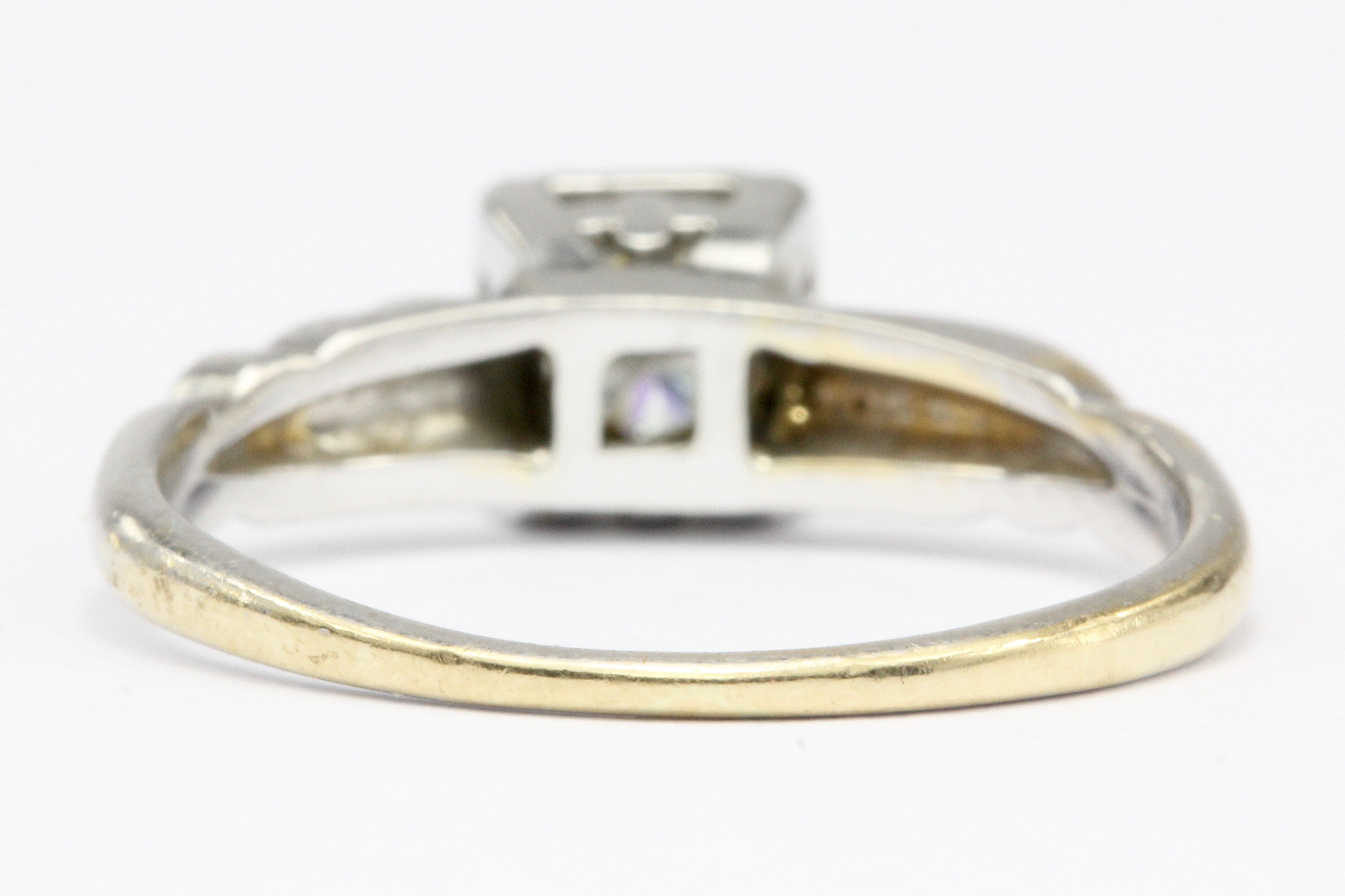 Retro 14K White Gold .40 CT Diamond Engagement Ring Size 5 - Queen May