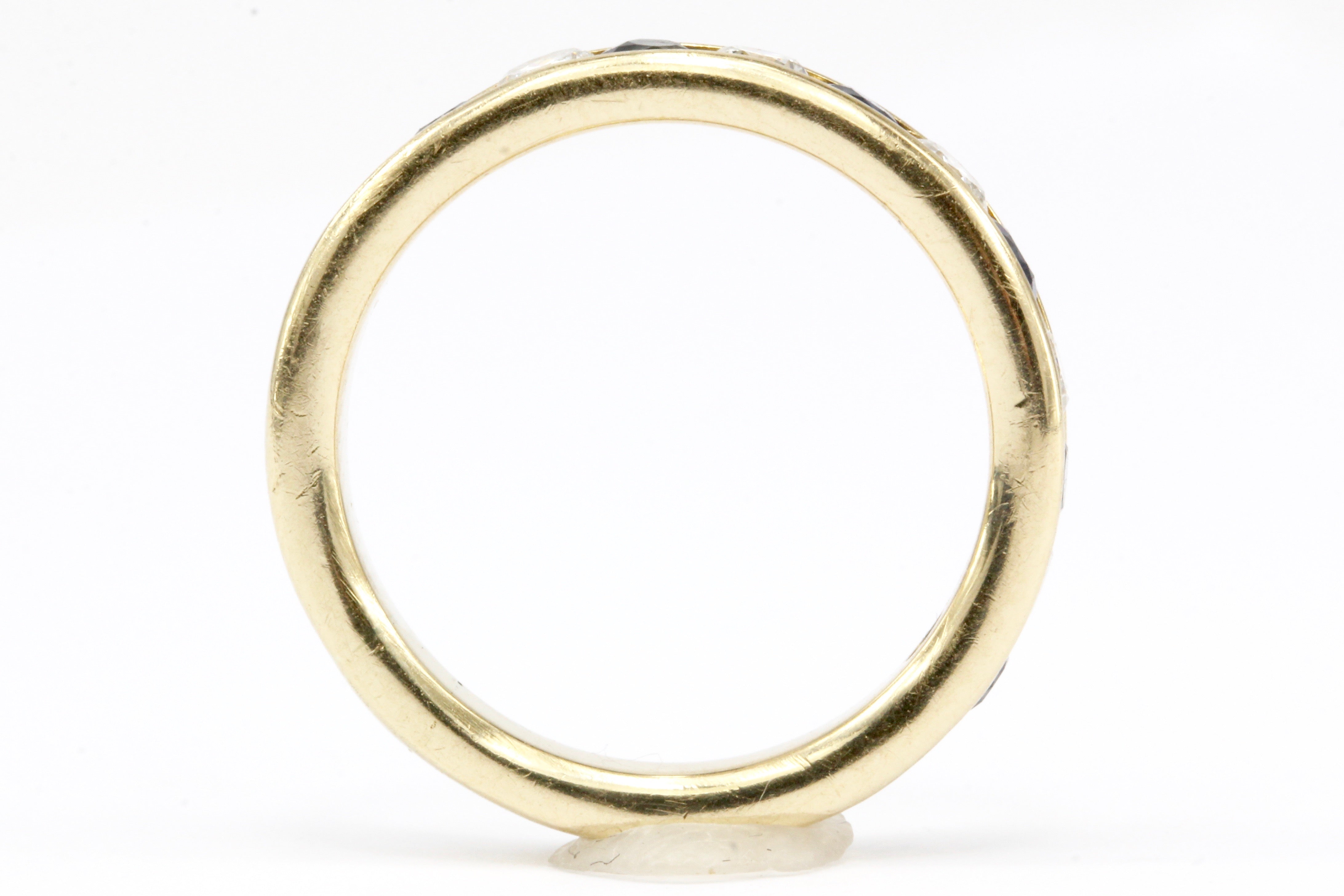 14K Yellow Gold Diamond and Sapphire Half Eternity Band Size 7 - Queen May