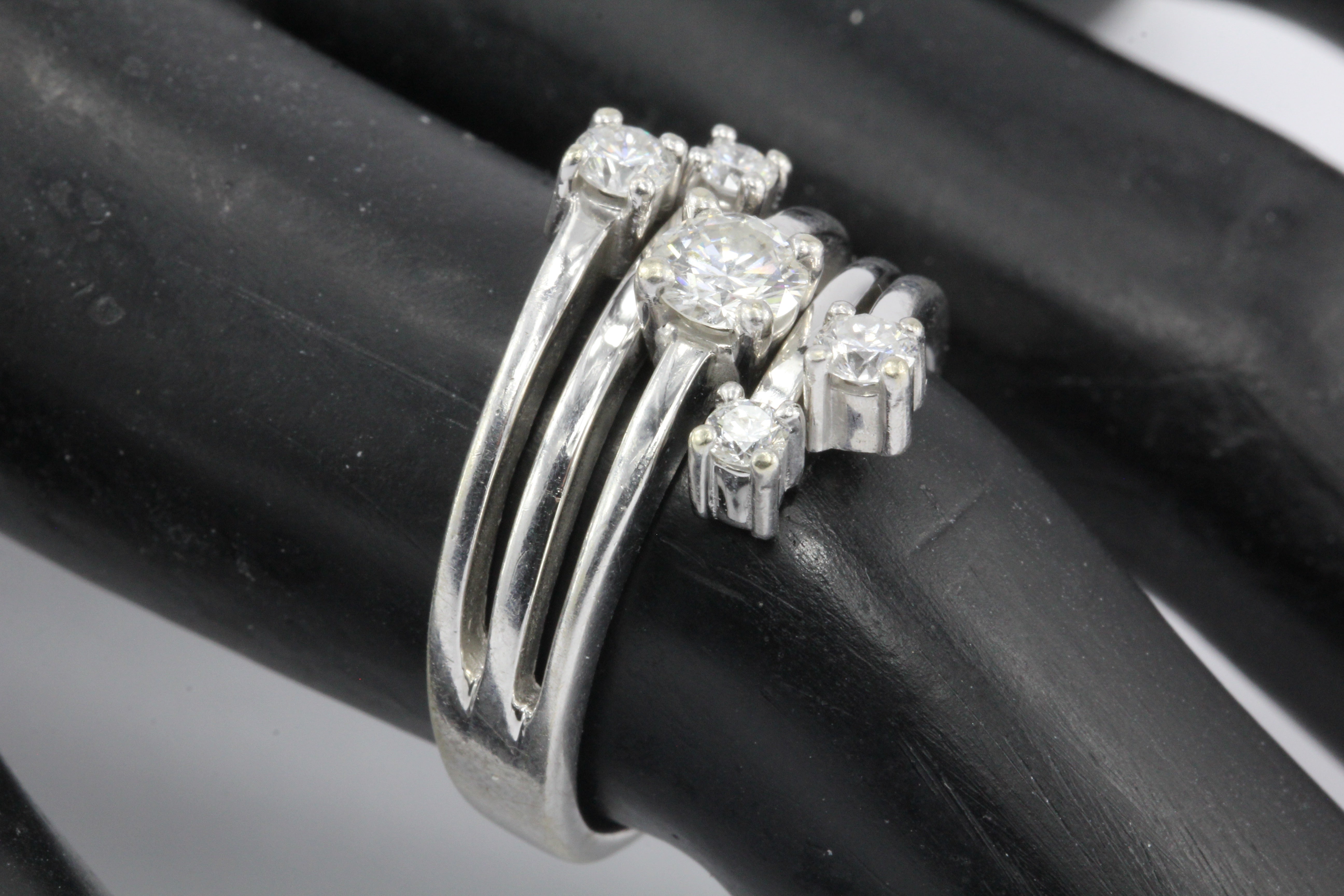 Retro 14K White Gold Diamond Cascade Ring - Queen May