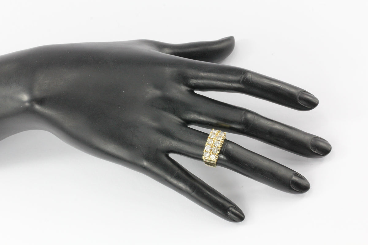 14K Yellow Gold Double Row Diamond Half Band Size 6.5 - Queen May