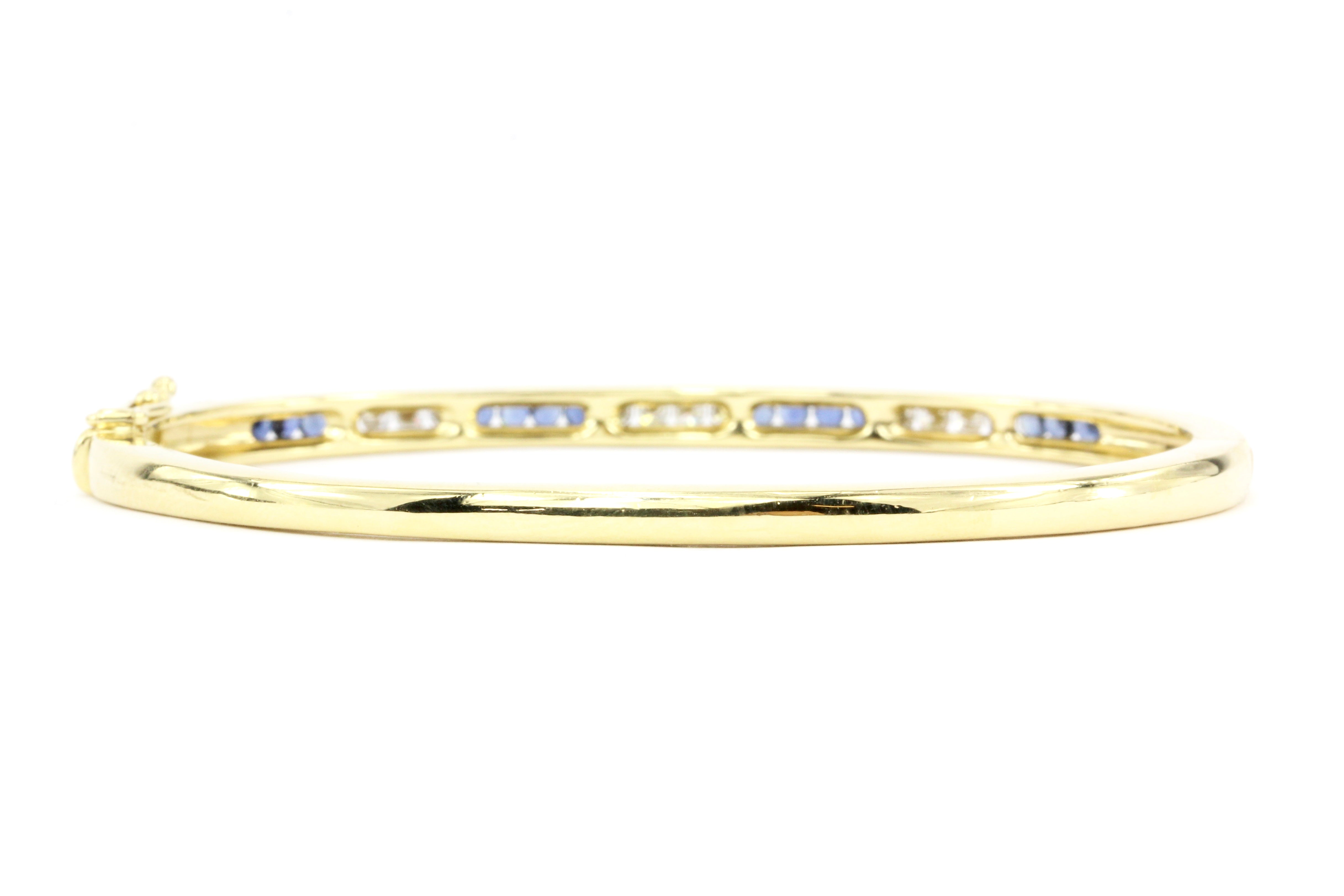 Tiffany & Co. 18K Yellow Gold .5 CTW Sapphire .4CTW Diamond Bangle Bracelet - Queen May