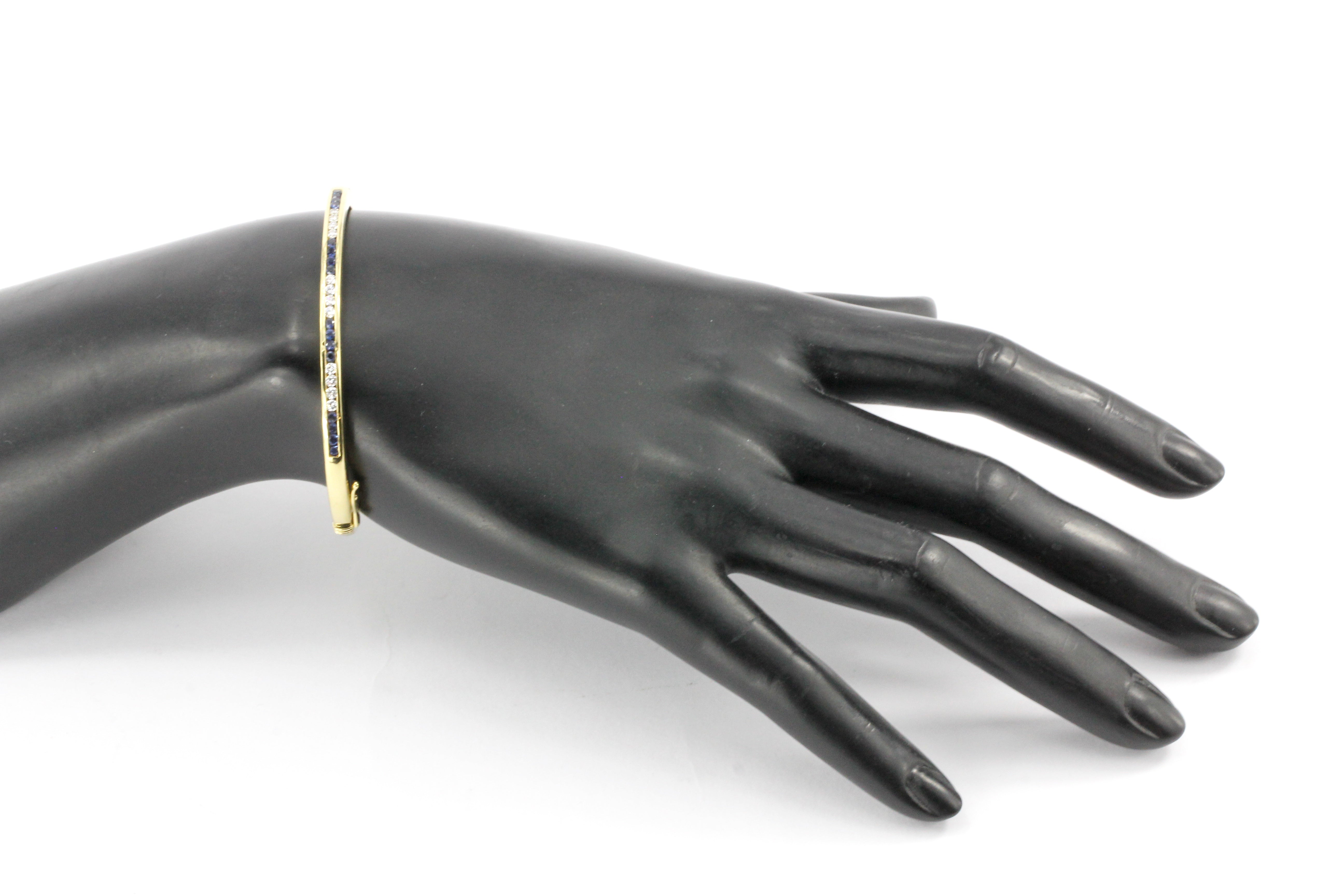 Tiffany & Co. 18K Yellow Gold .5 CTW Sapphire .4CTW Diamond Bangle Bracelet - Queen May