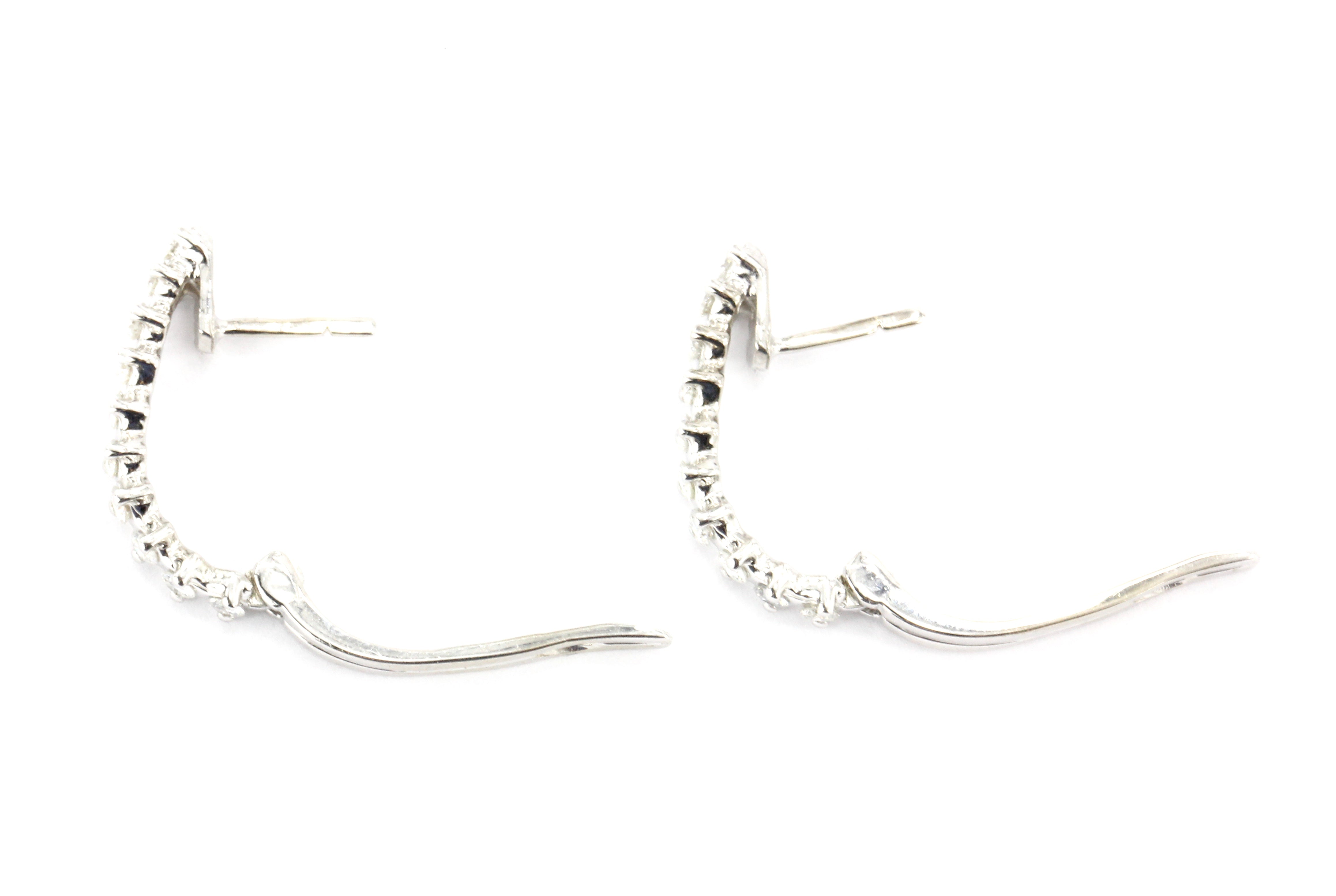 14K White Gold .5 CTW Diamond Hoop Earrings - Queen May