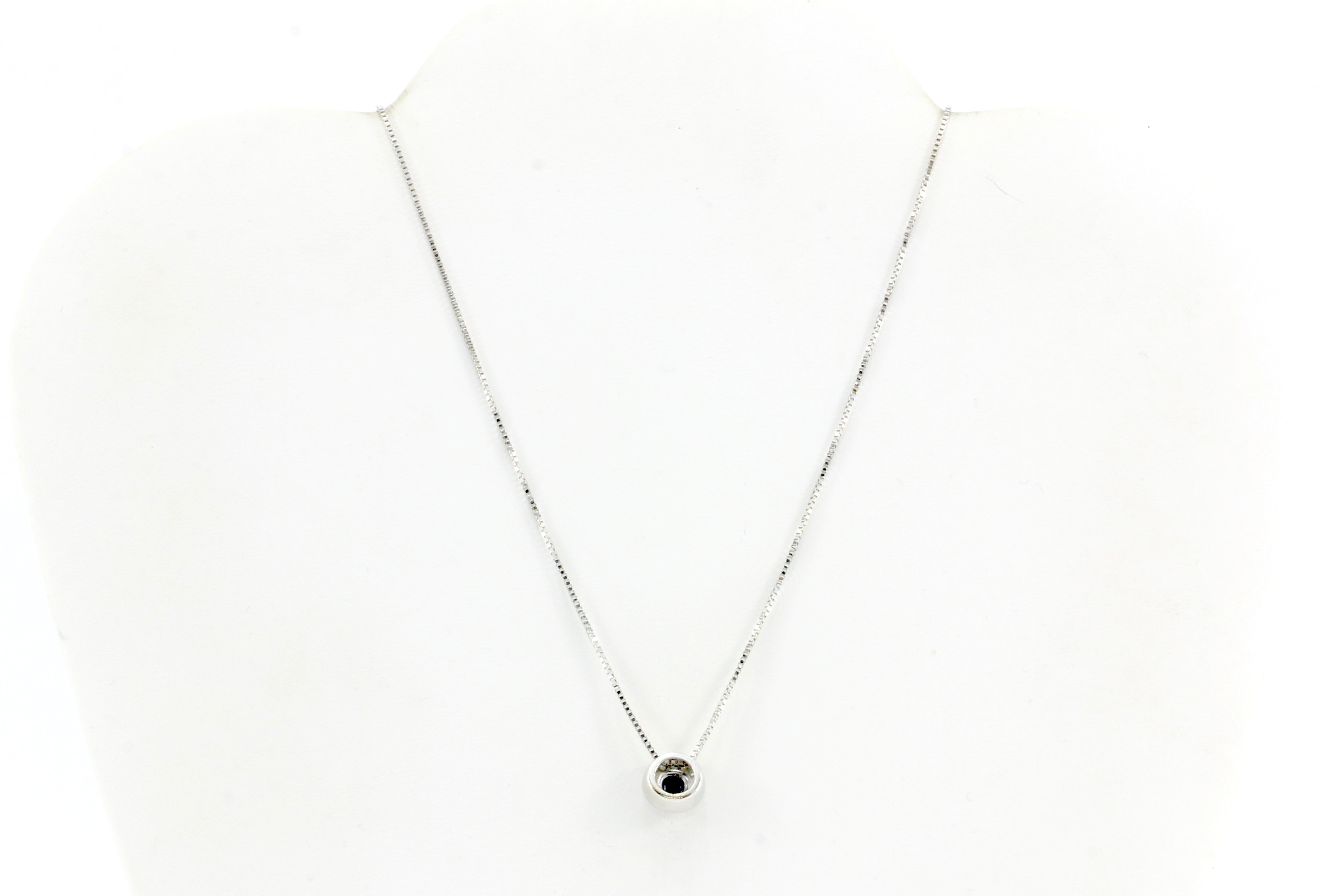 14K White Gold .3 CT Natural Sapphire and .1 CTW Diamond Pendant Necklace - Queen May