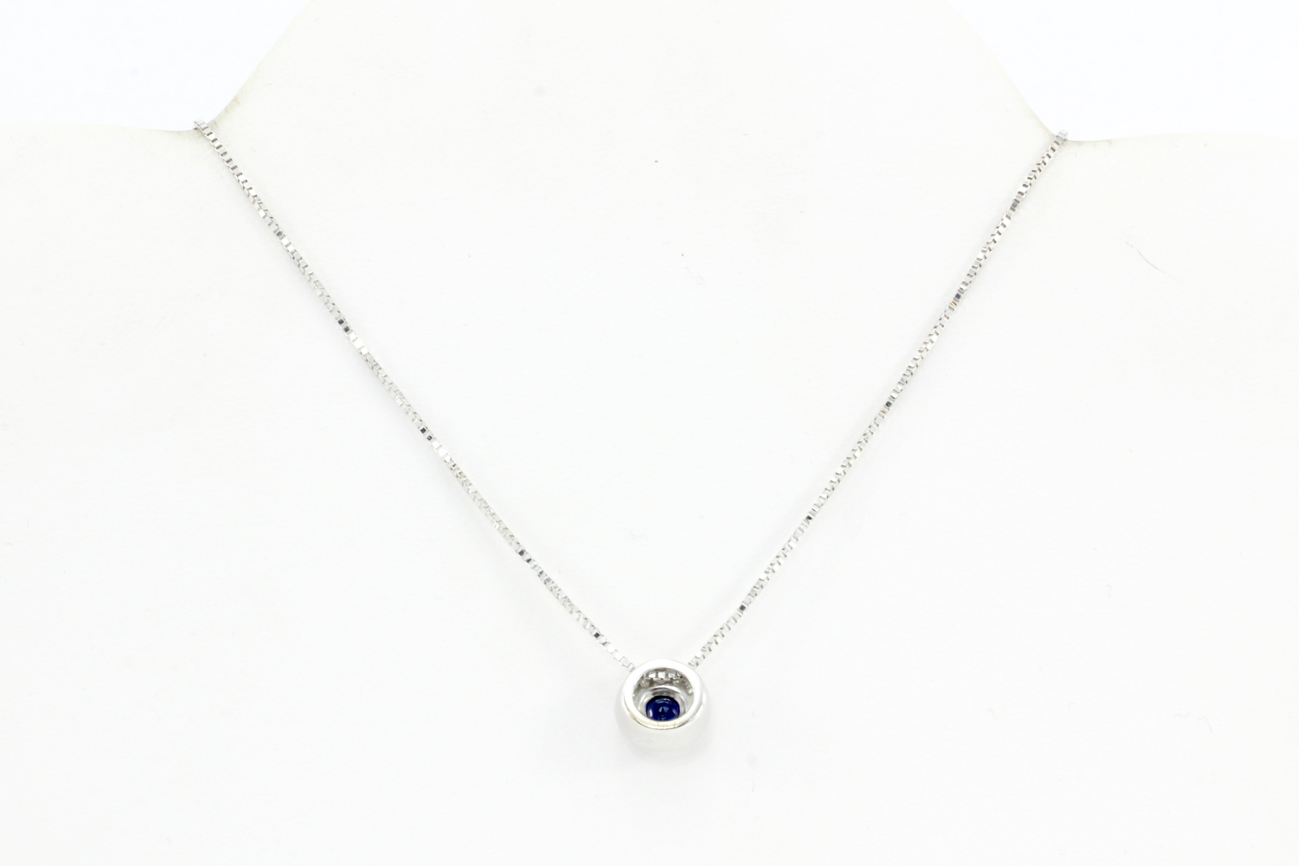 14K White Gold .3 CT Natural Sapphire and .1 CTW Diamond Pendant Necklace - Queen May