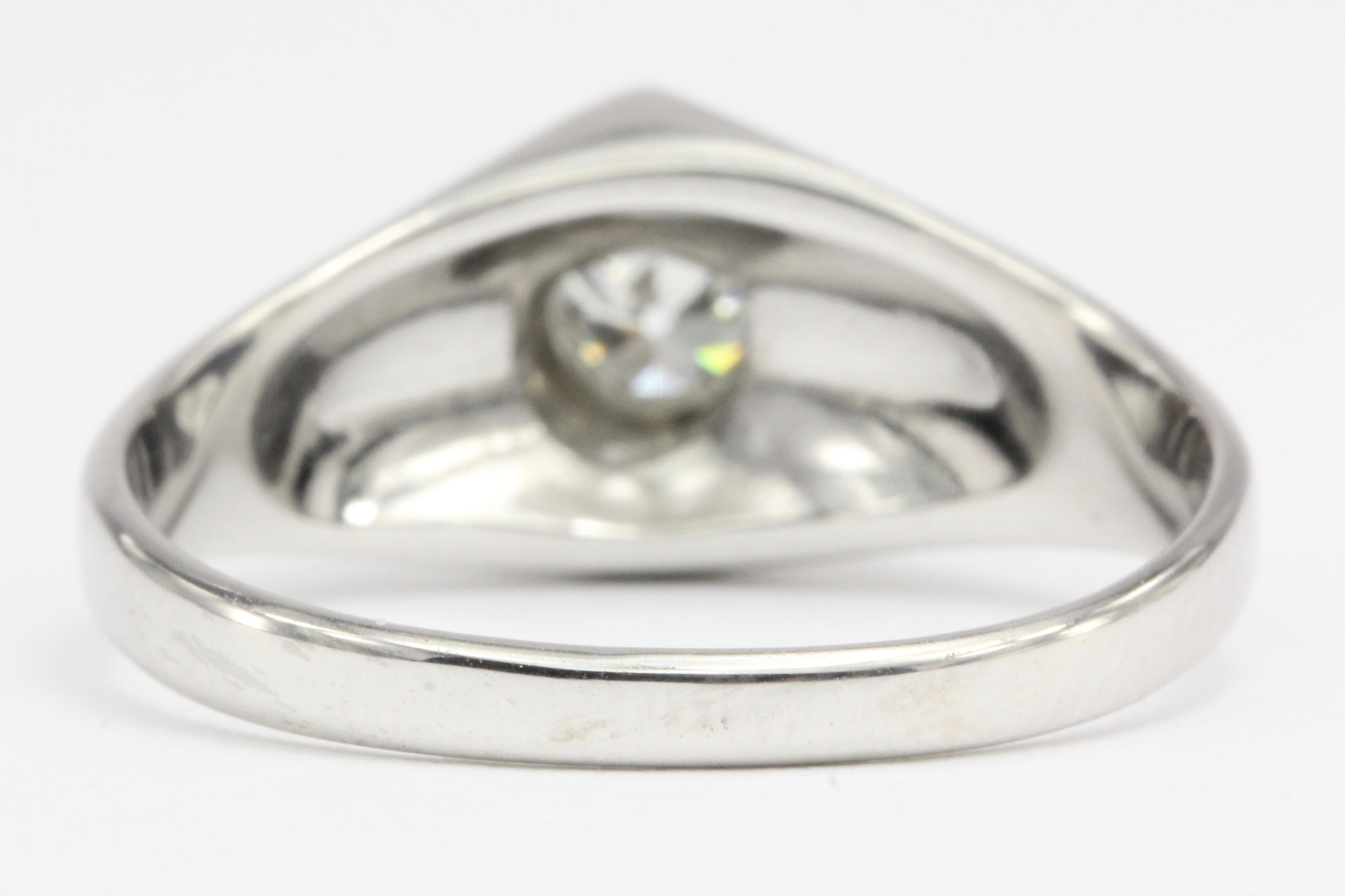 Art Deco 20K White Gold Old European Cut Diamond Ring Size 8 - Queen May