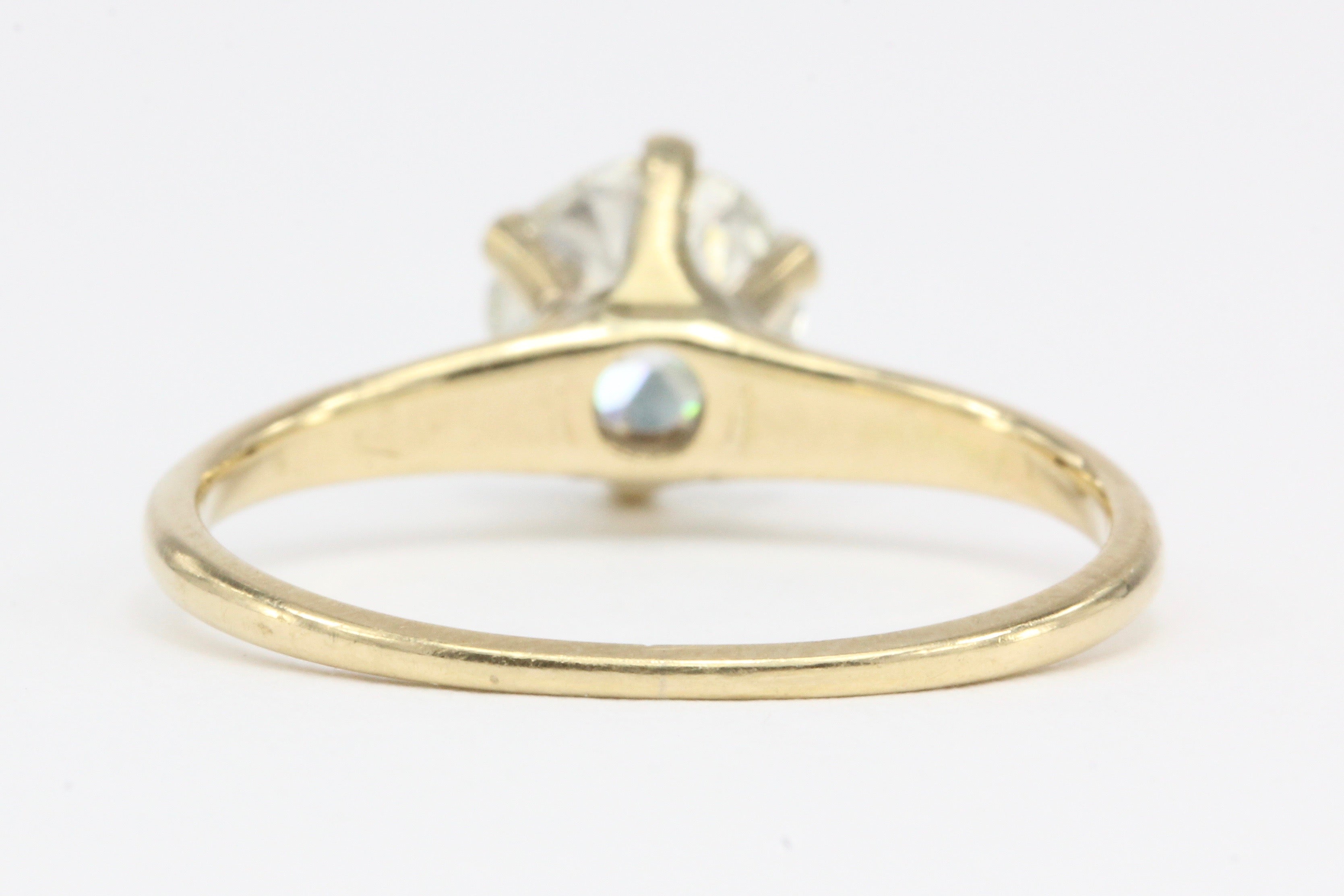 Victorian 14K Yellow Gold .92 Carat Diamond Solitaire Engagement Ring Size 5.75 - Queen May