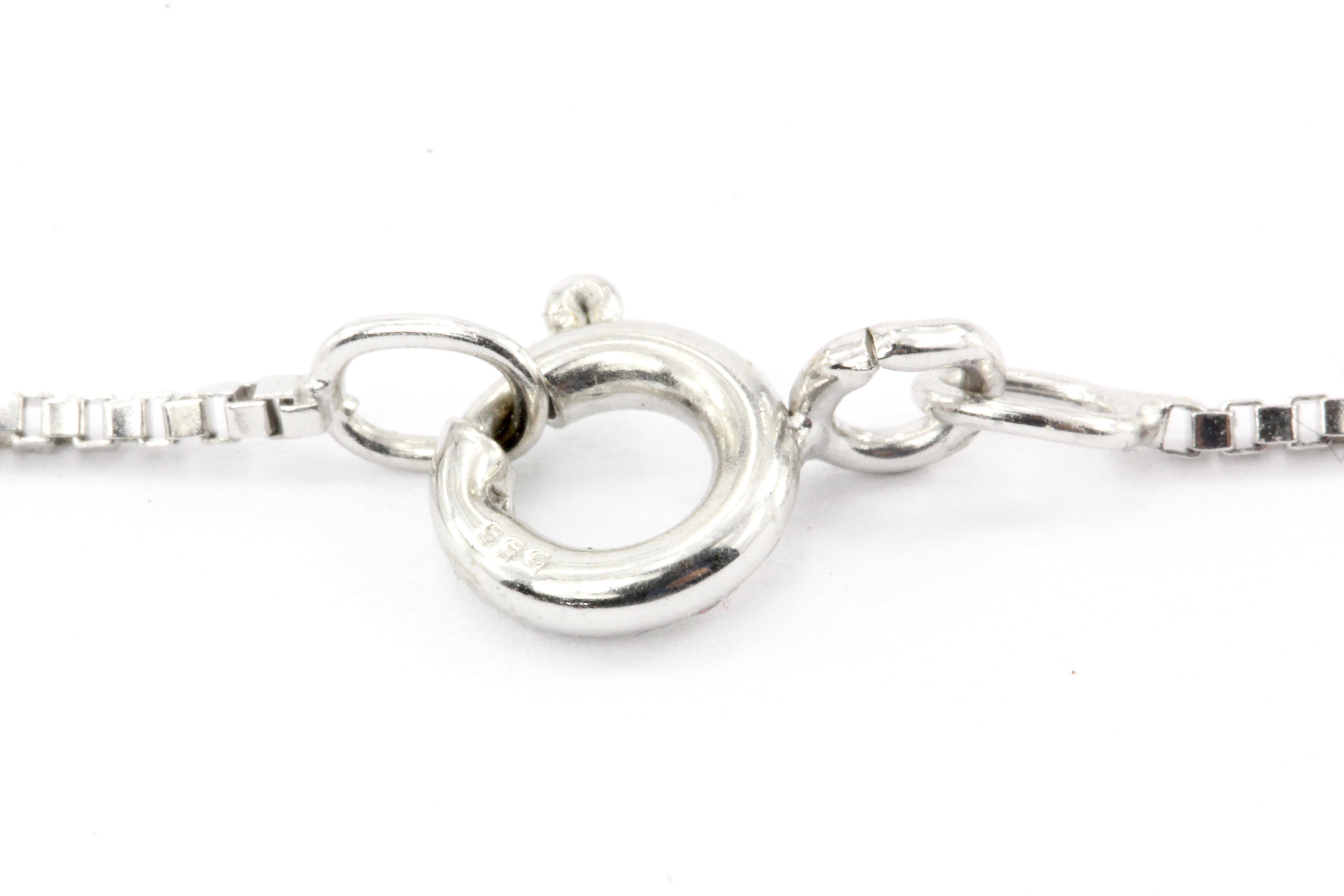 14K White Gold .3 CT Natural Sapphire and .1 CTW Diamond Pendant Necklace - Queen May