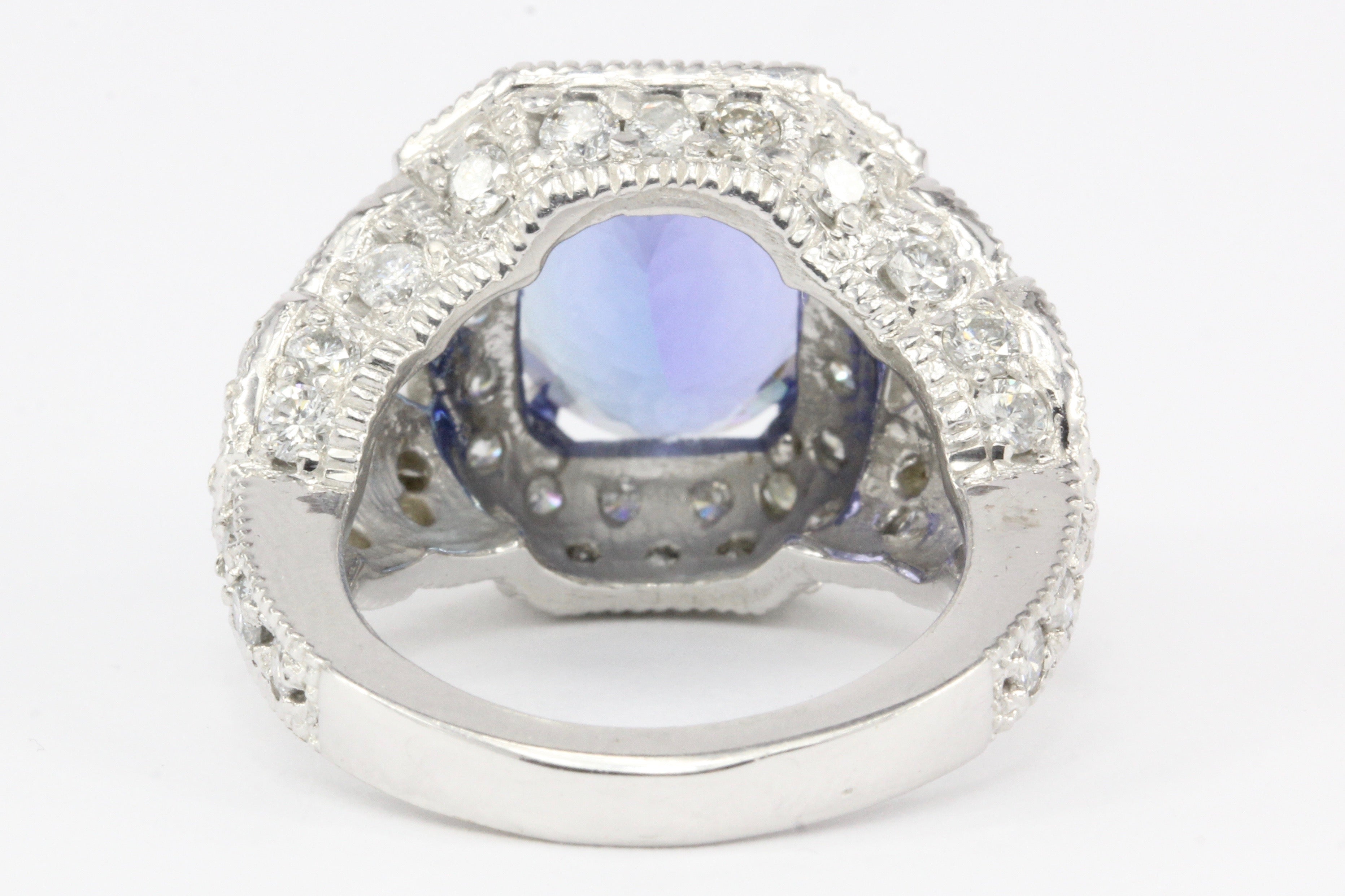 14K White Gold 5 Carat Tanzanite and 2.5 CTW Diamond Ring - Queen May