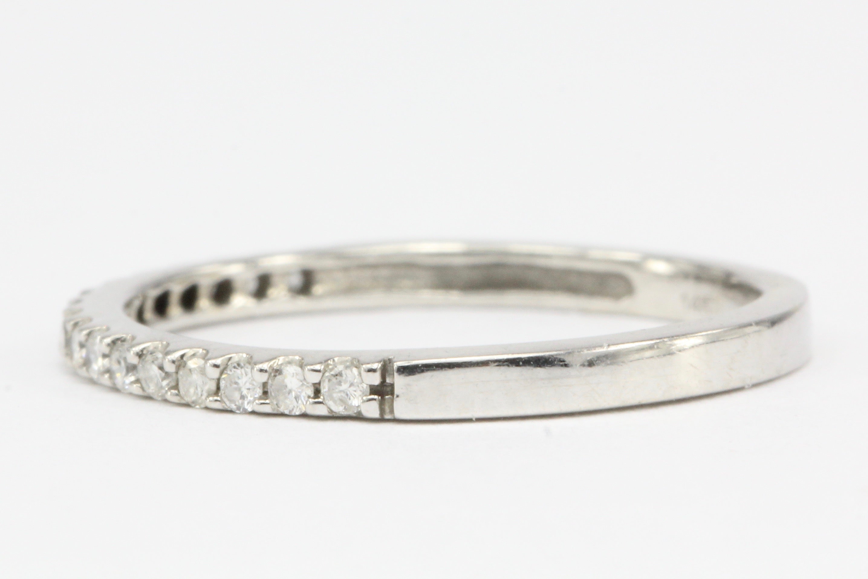 14K White Gold .15 CTW Diamond Half Eternity Band Size 4.5 - Queen May