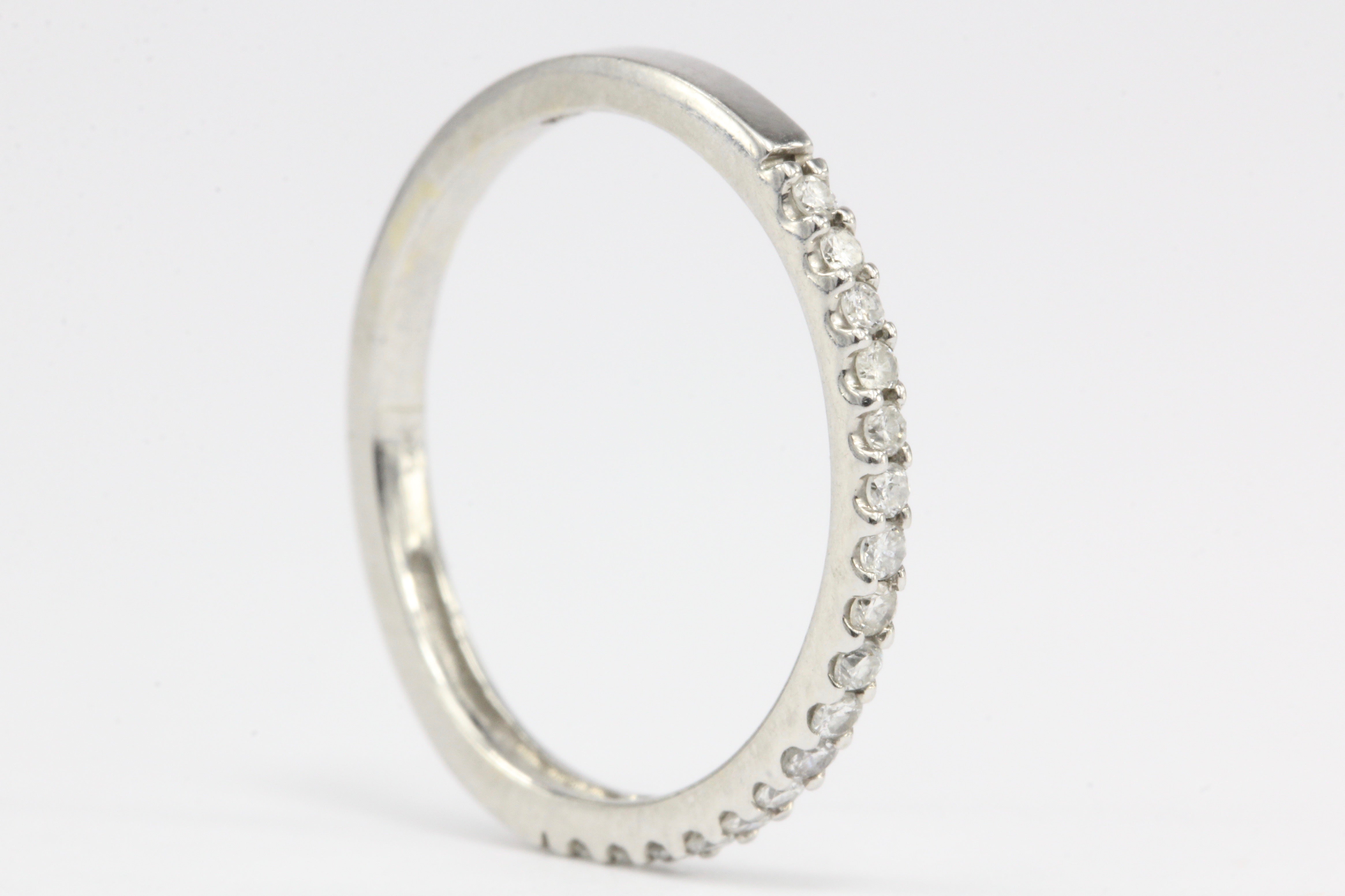 14K White Gold .15 CTW Diamond Half Eternity Band Size 4.5 - Queen May