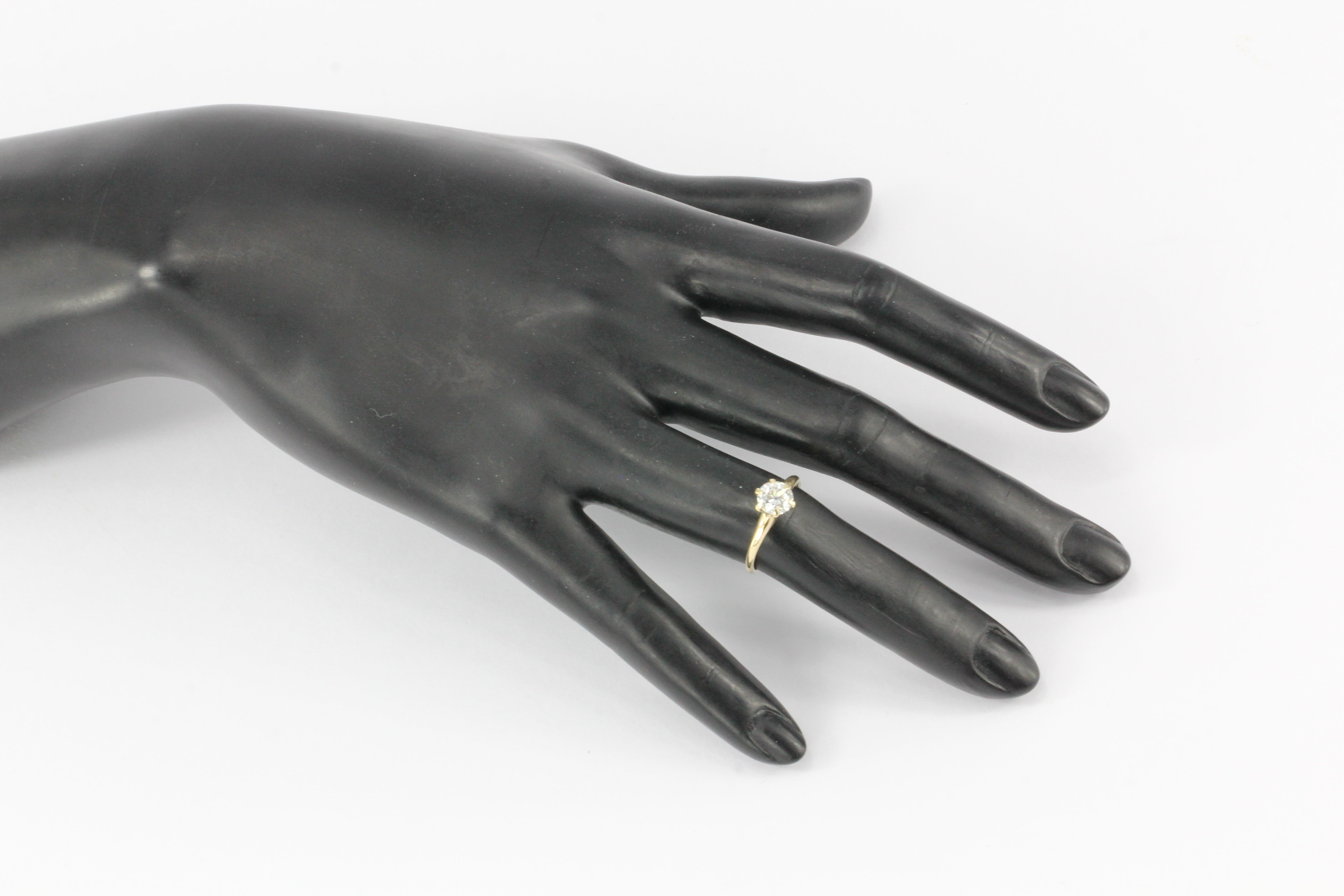 Victorian 14K Yellow Gold .92 Carat Diamond Solitaire Engagement Ring Size 5.75 - Queen May