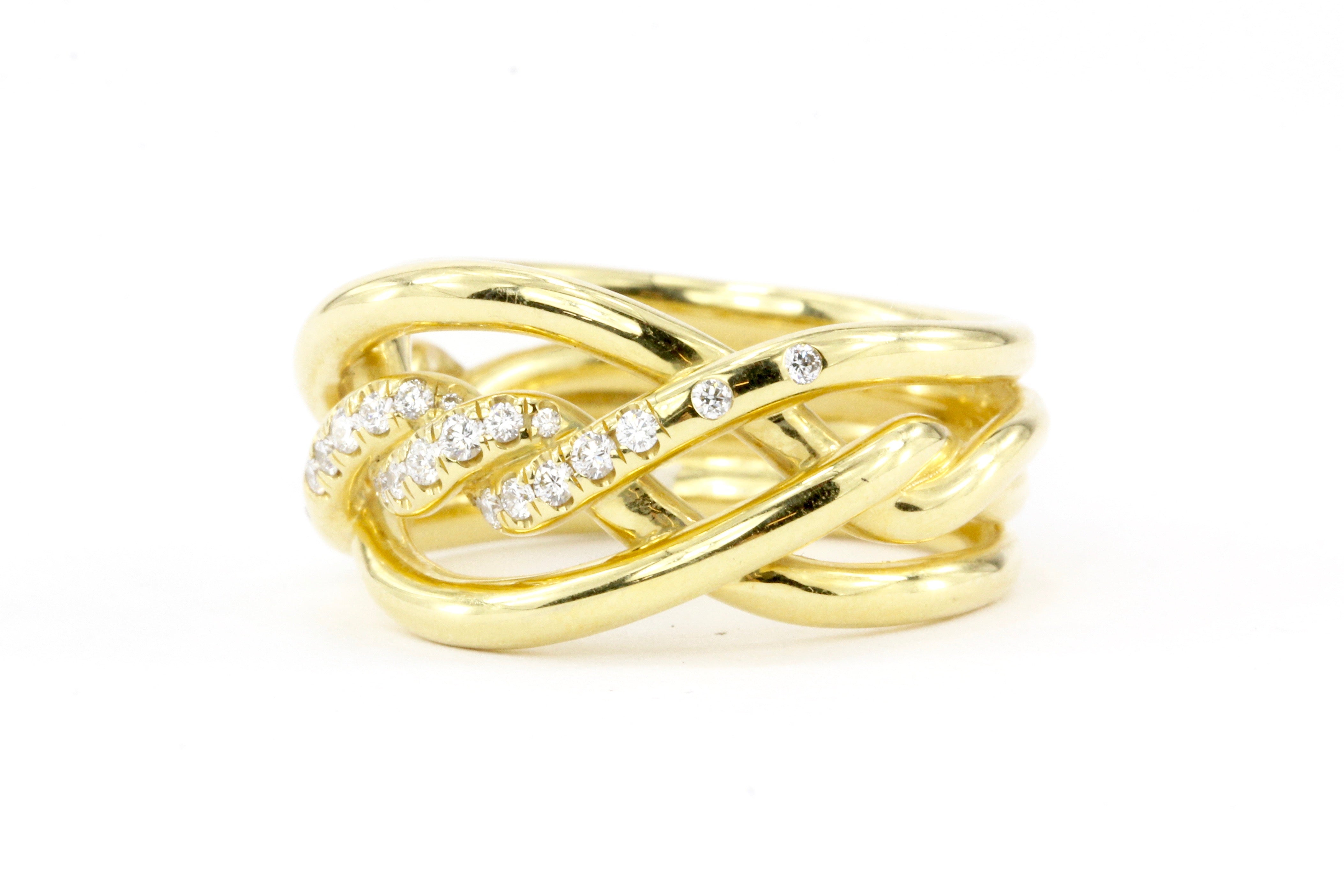 David Yurman Continuance Collection Diamond & 18K Gold Ring 11.5 mm - Queen May