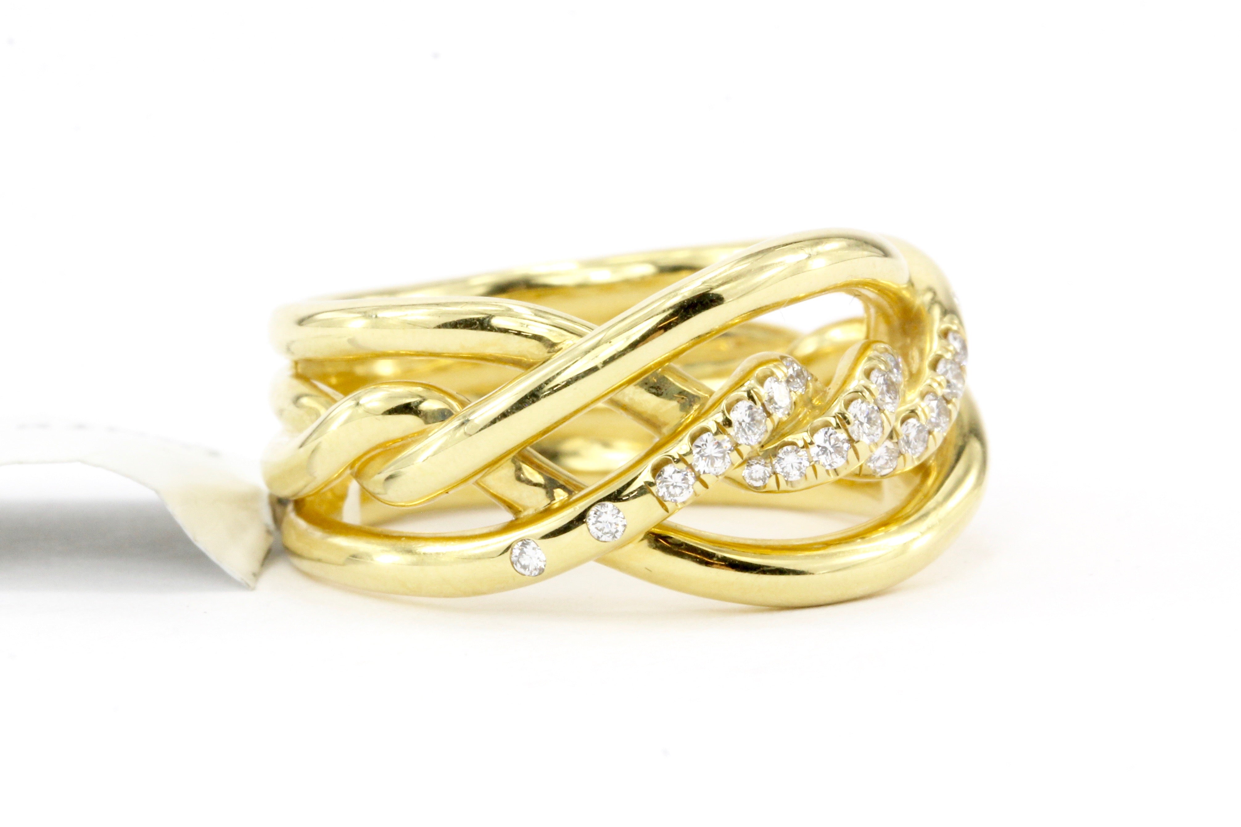 David Yurman Continuance Collection Diamond & 18K Gold Ring 11.5 mm - Queen May