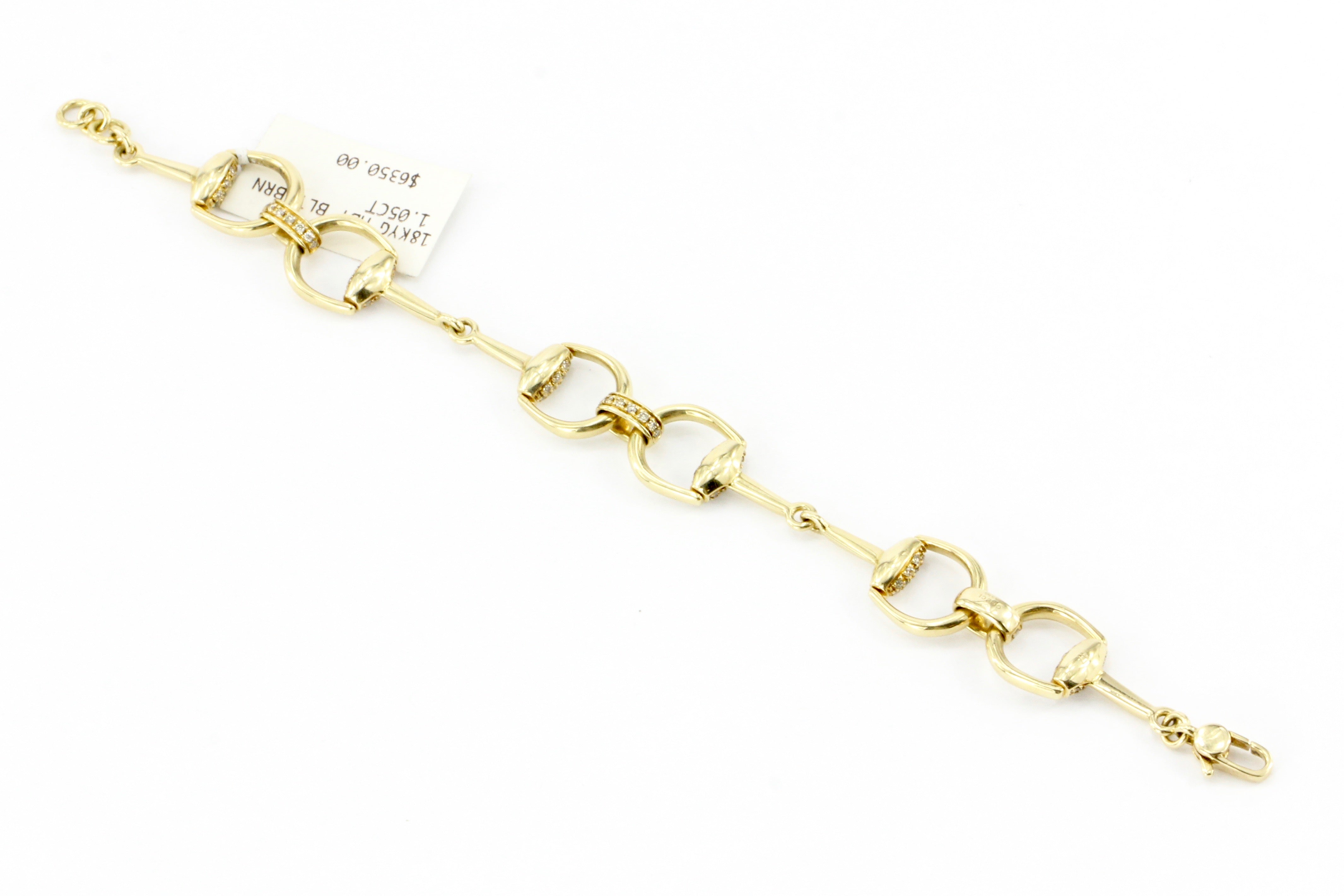 Gucci 18K Yellow Gold 1.05 CTW Diamond Horse Bit Bracelet - Queen May