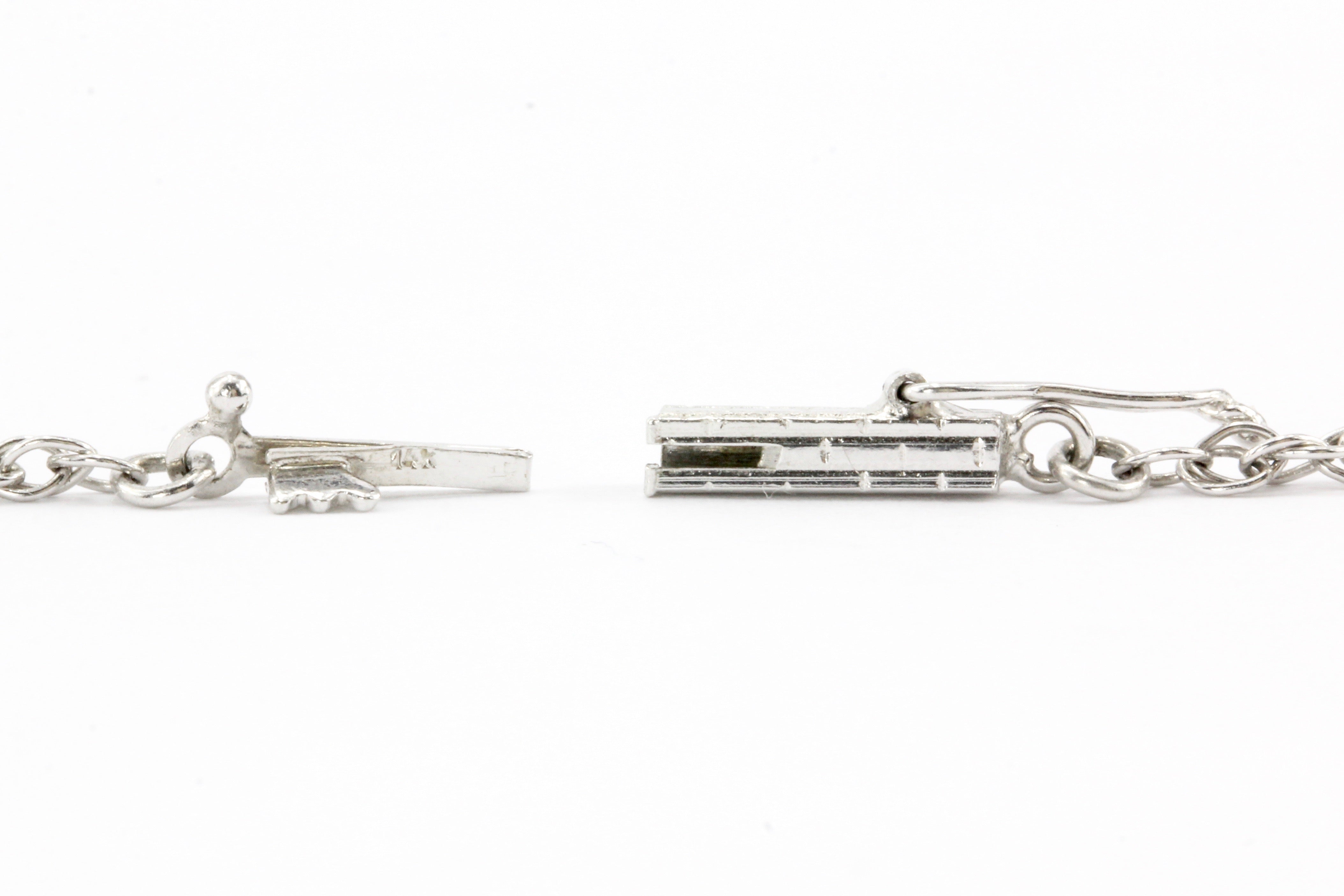 Art Deco White Gold & Platinum Diamond & Ruby Station Necklace c.1920's - Queen May