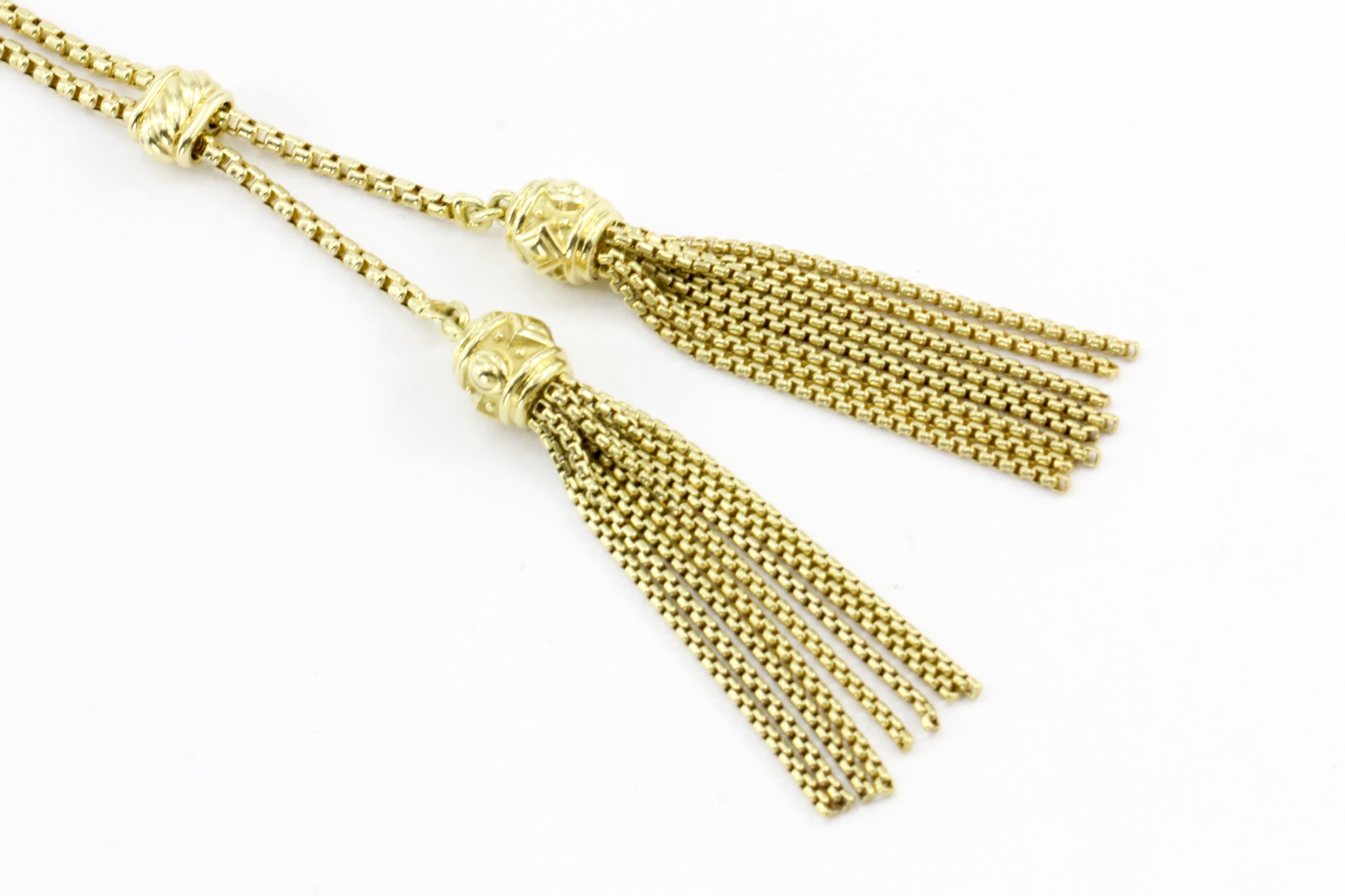 David Yurman Renaissance Tassel Necklace 18K Gold Chain Collection 40 inch - Queen May