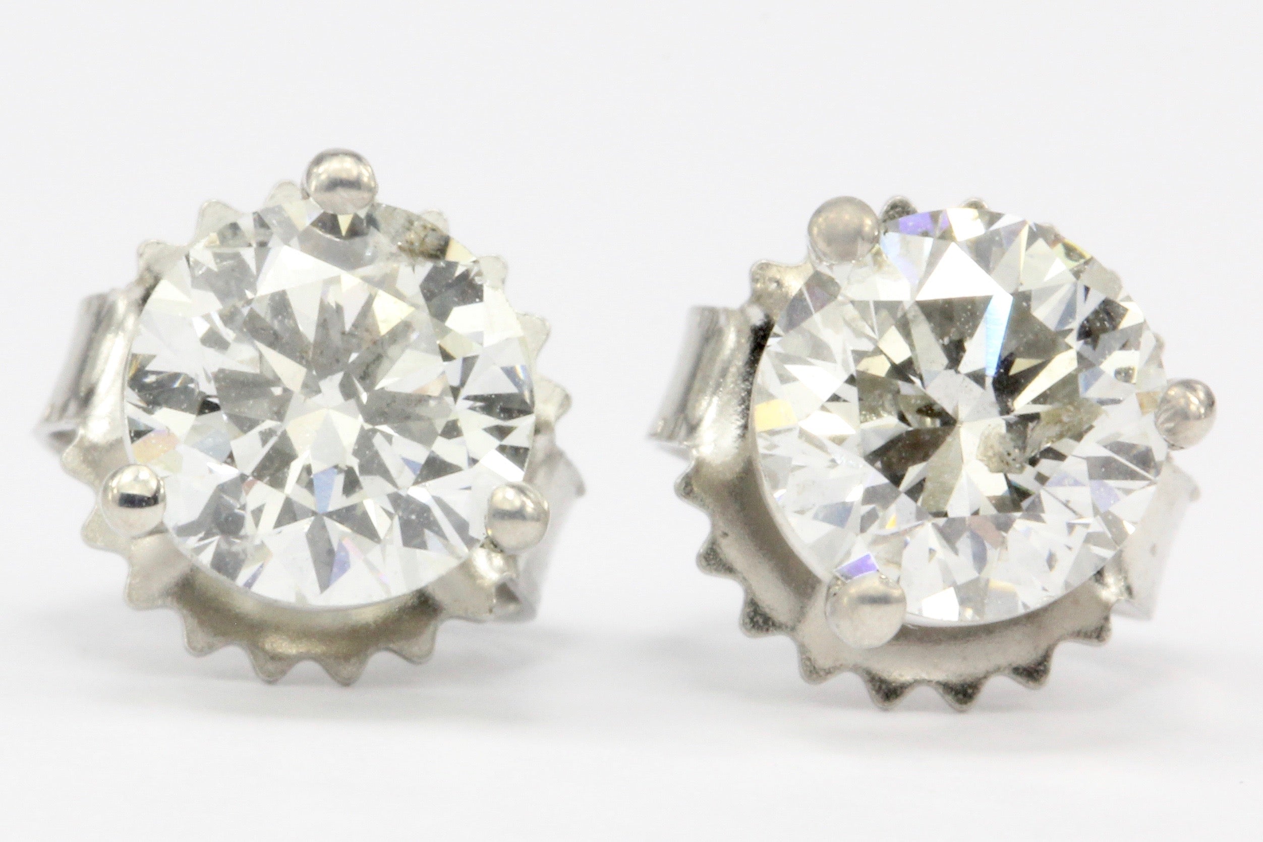 1.17 CTW Diamond 14K White Gold Earring Studs - Queen May