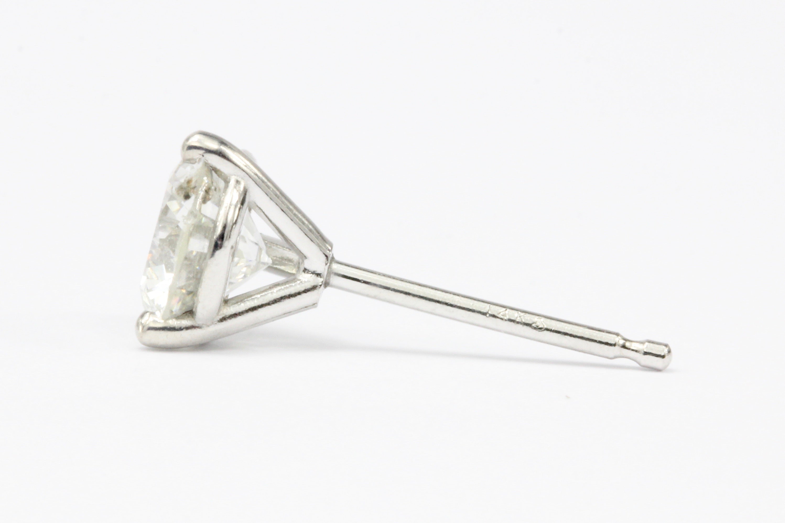 1.17 CTW Diamond 14K White Gold Earring Studs - Queen May