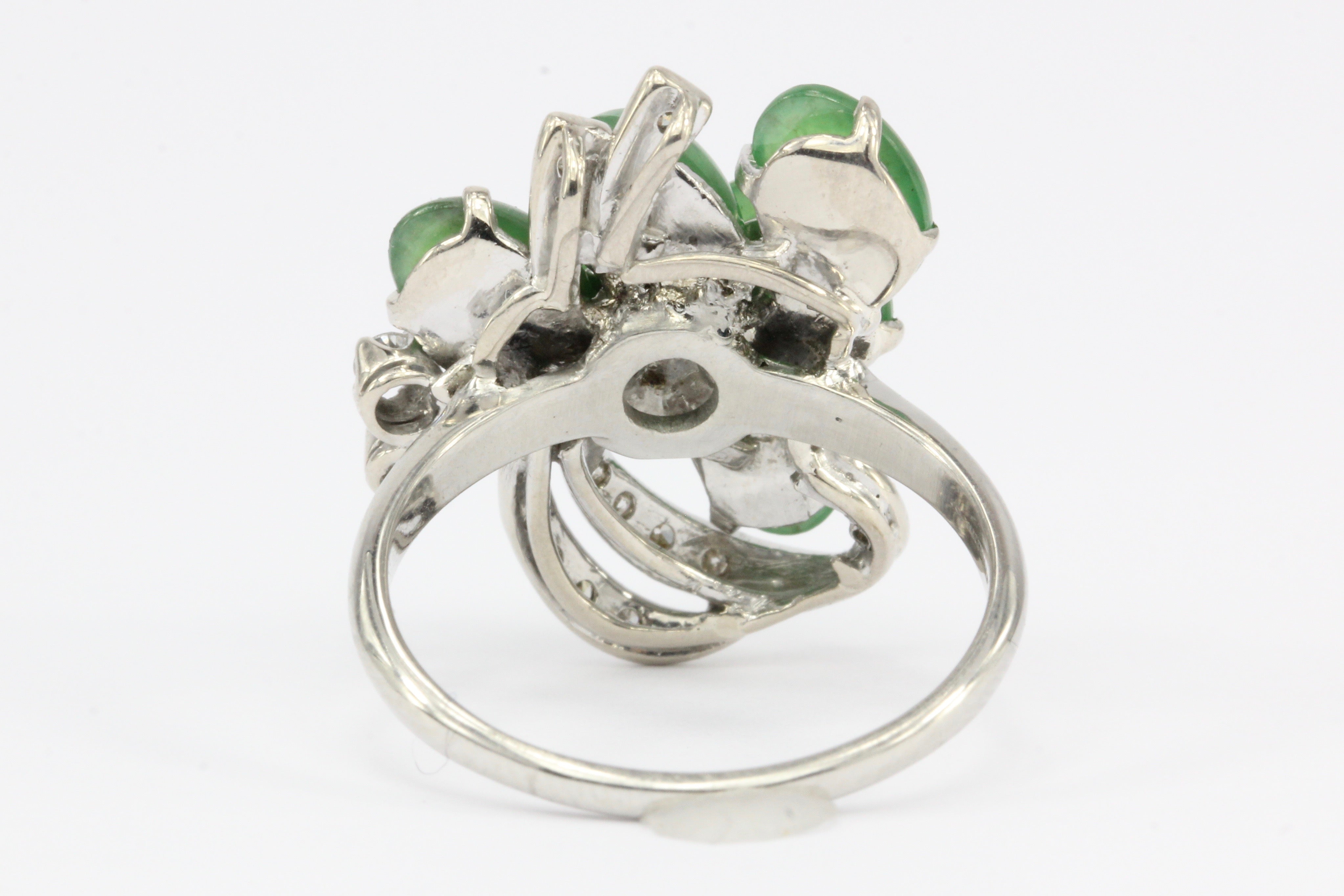 Platinum Diamond & Hydrogrossular Garnet Cabochon Ring Size 7.25 - Queen May