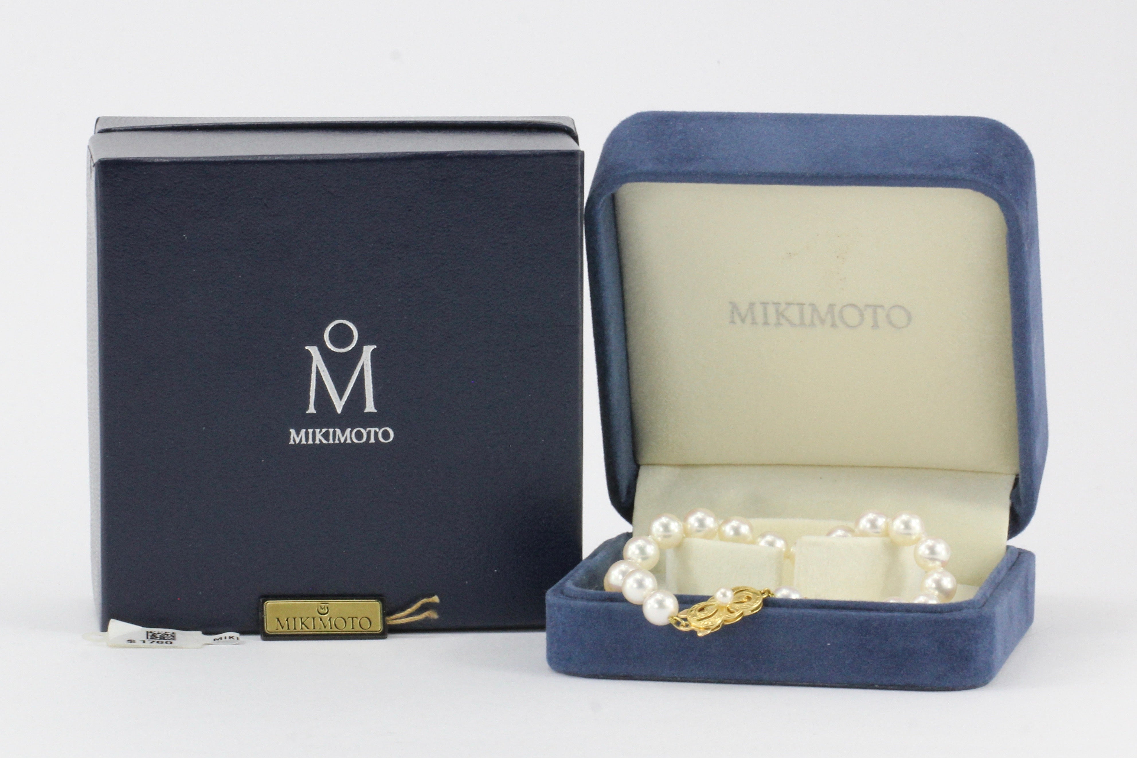 Mikimoto 18K Yellow Gold 7.5x7mm A+ Grade Pearl Bracelet - Queen May