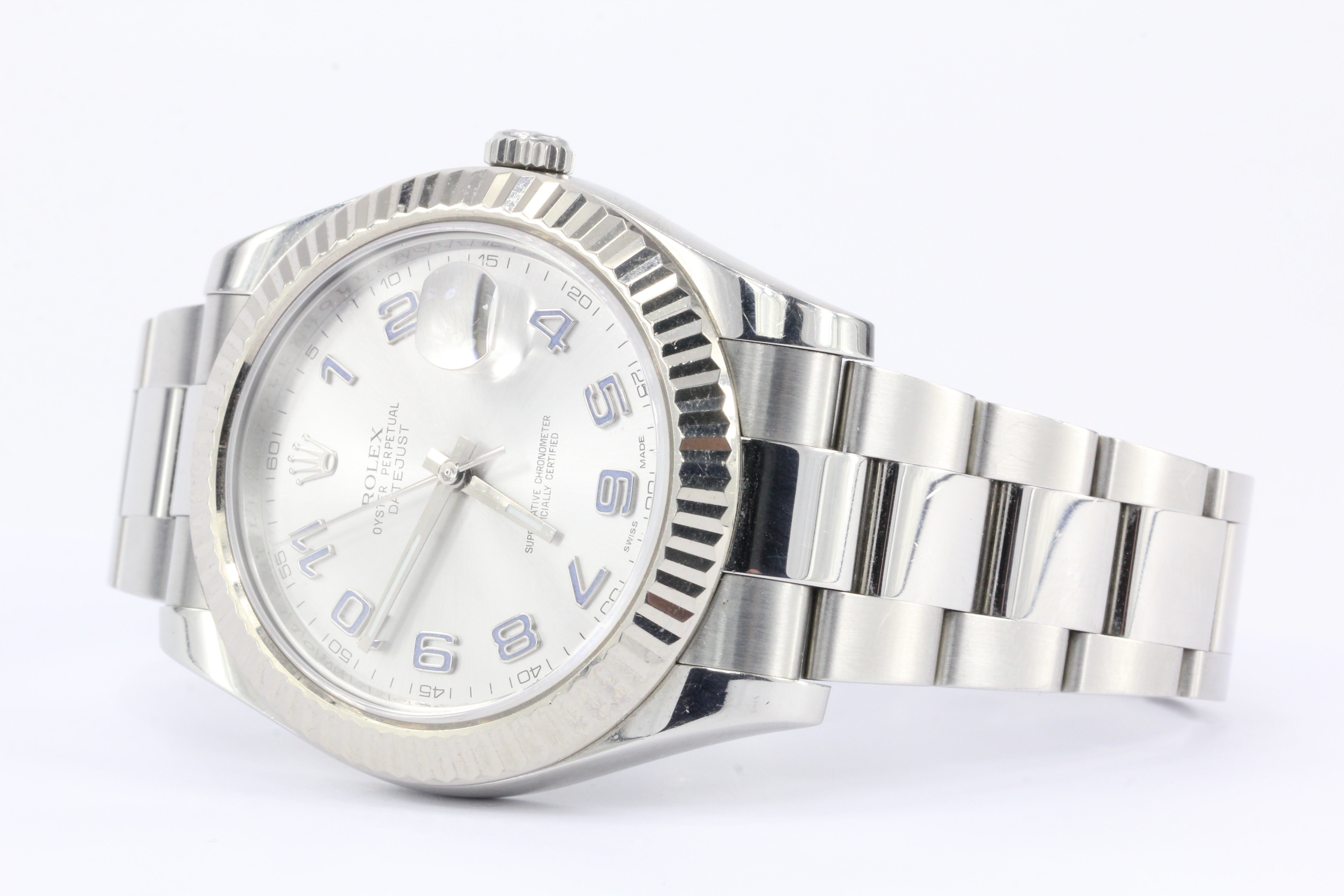 Rolex Datejust II 41mm 18k Fluted White Gold Bezel Rhodium Dial 116334 - Queen May