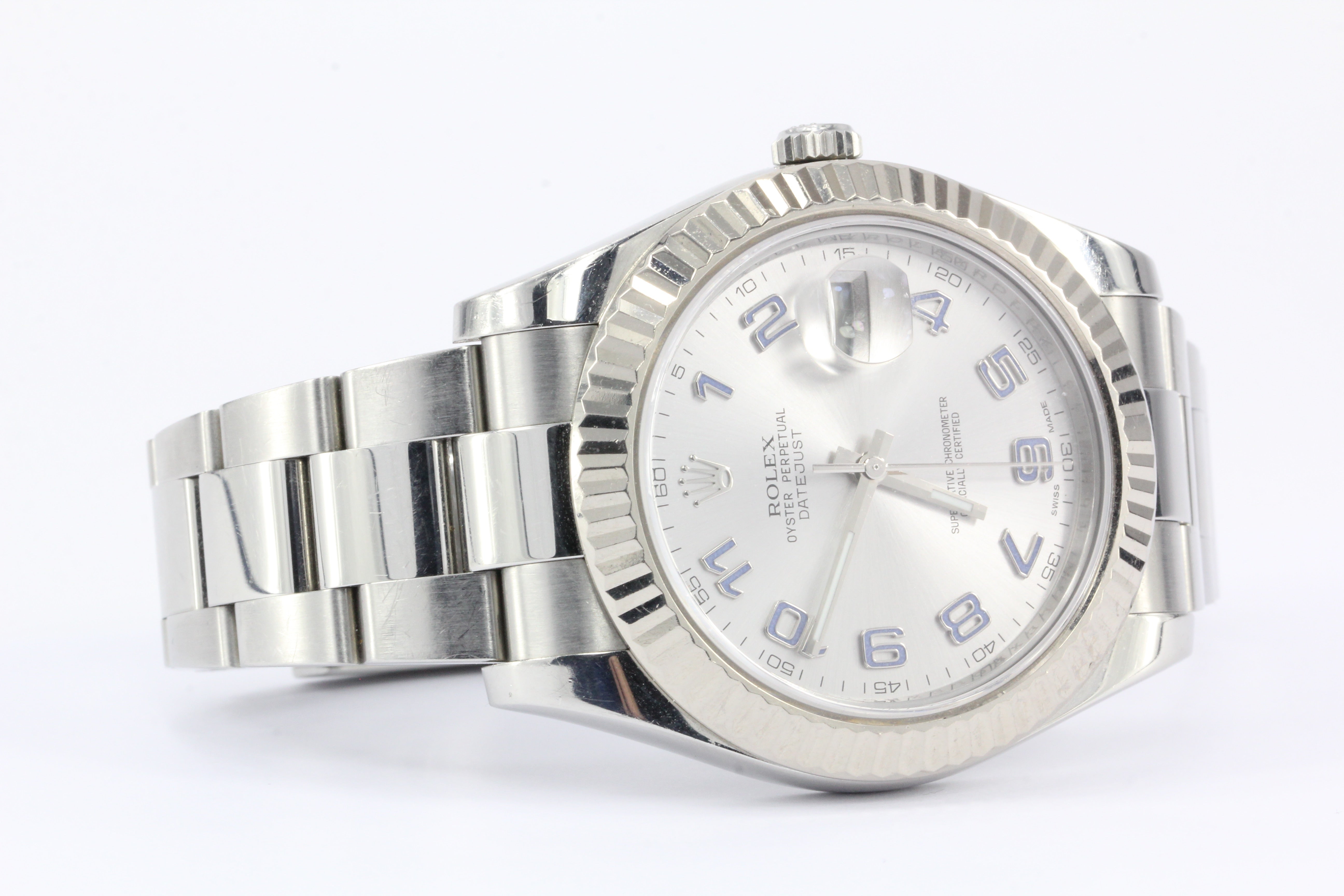 Rolex Datejust II 41mm 18k Fluted White Gold Bezel Rhodium Dial 116334 - Queen May