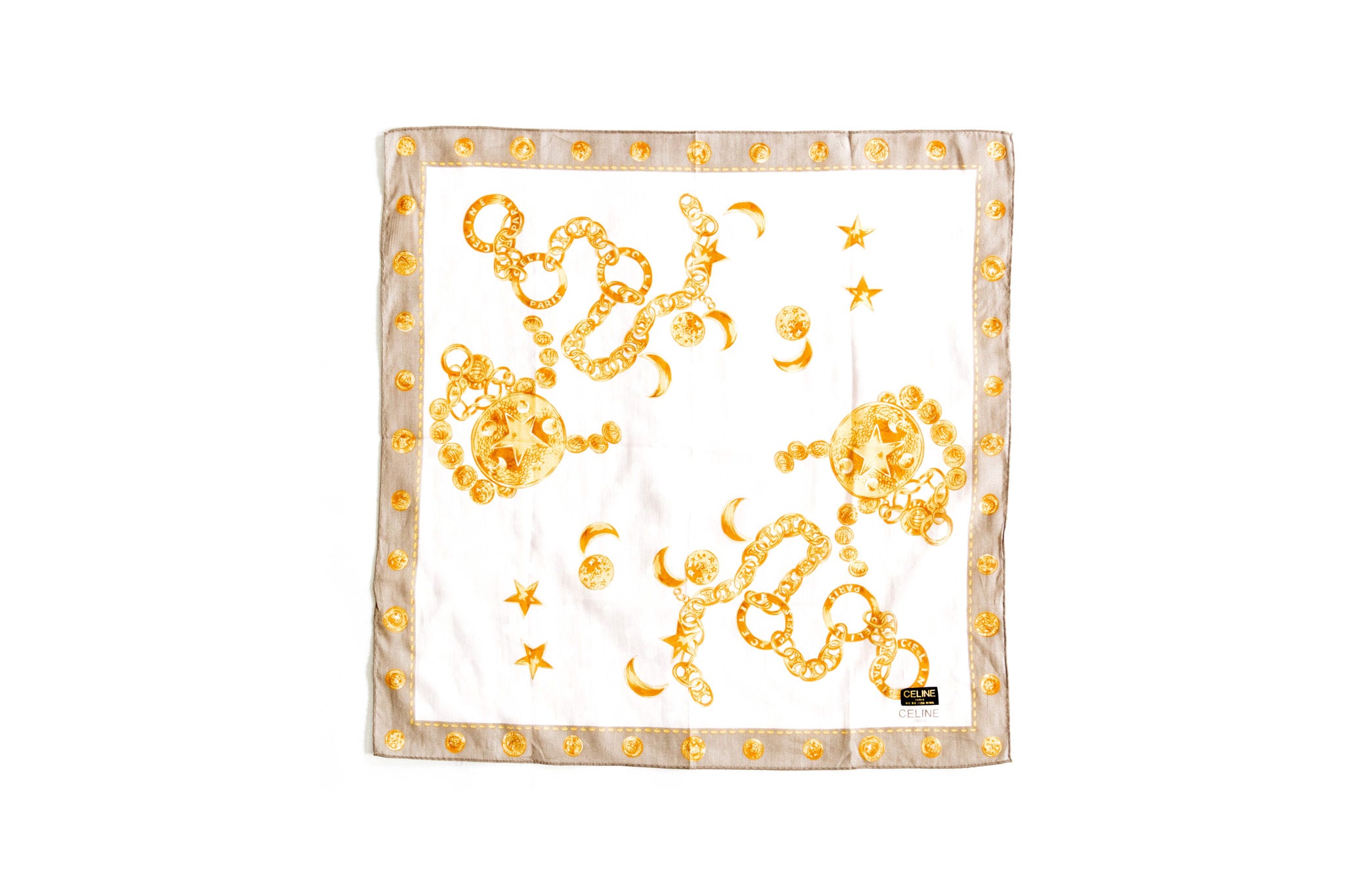 Celine Cotton Square Bandana Scarf "New" Old Stock - Queen May