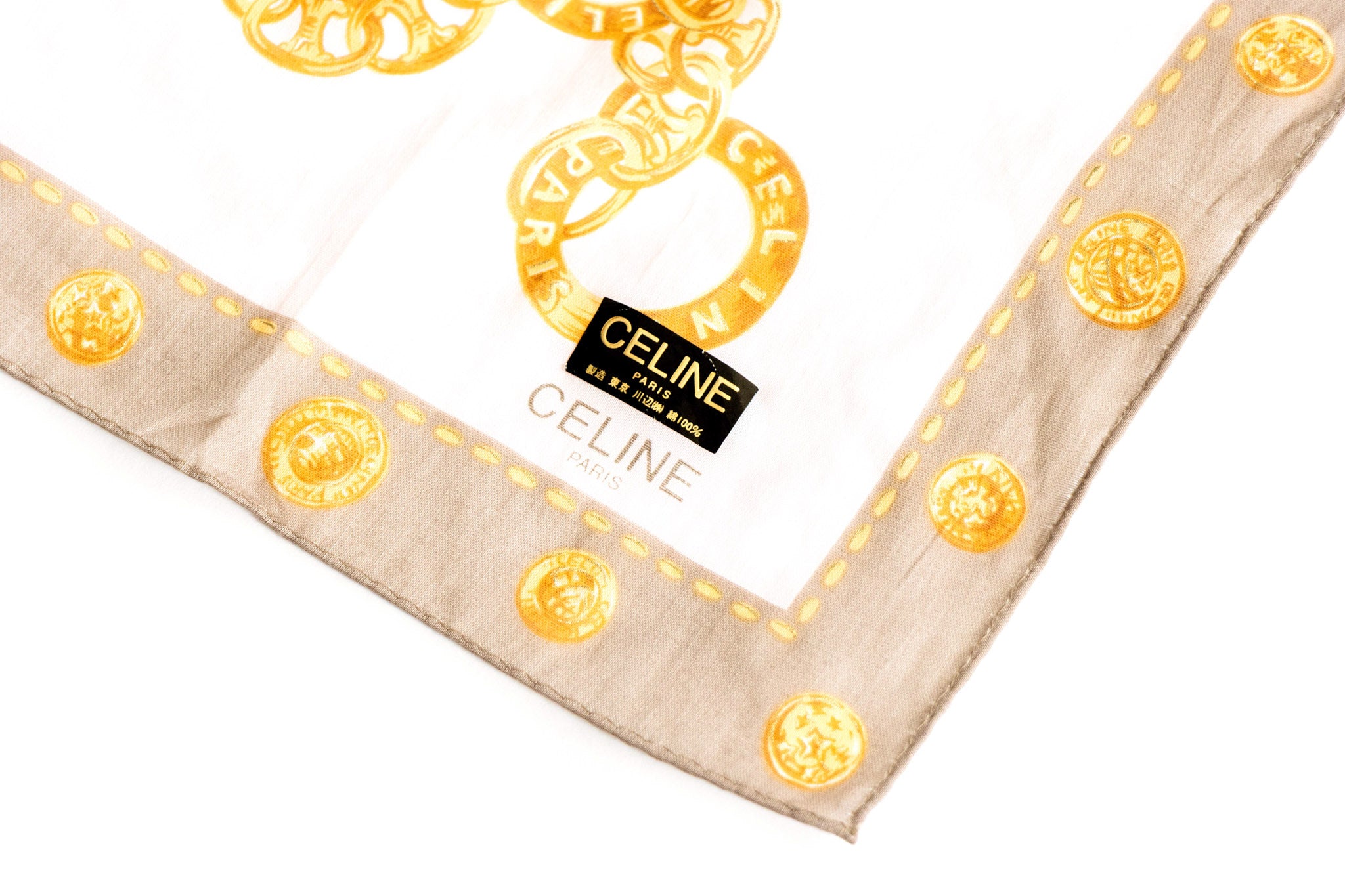 Celine Cotton Square Bandana Scarf "New" Old Stock - Queen May
