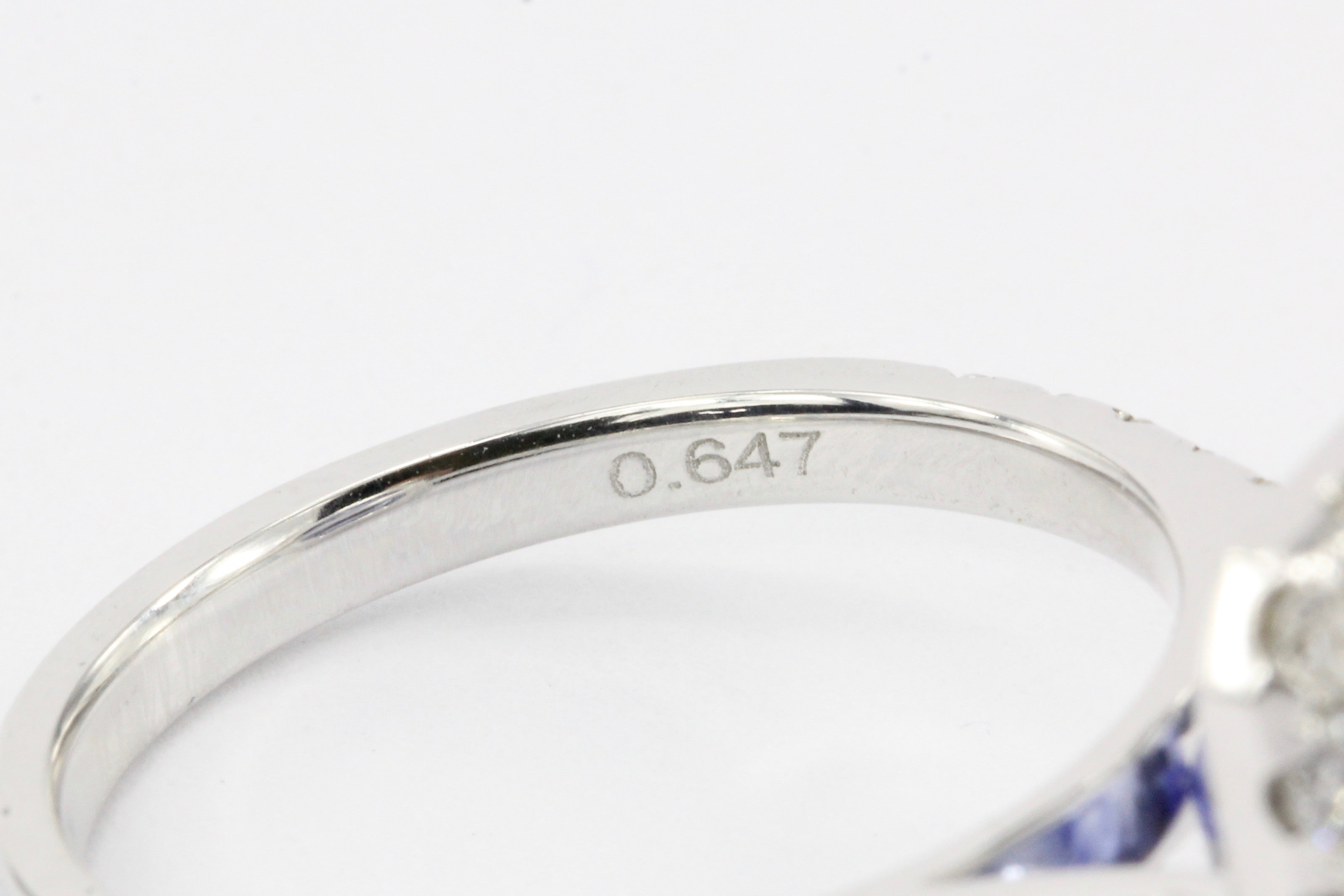 14K White Gold 3.97 Carat Natural Blue Sapphire and Diamond Halo Ring - Queen May