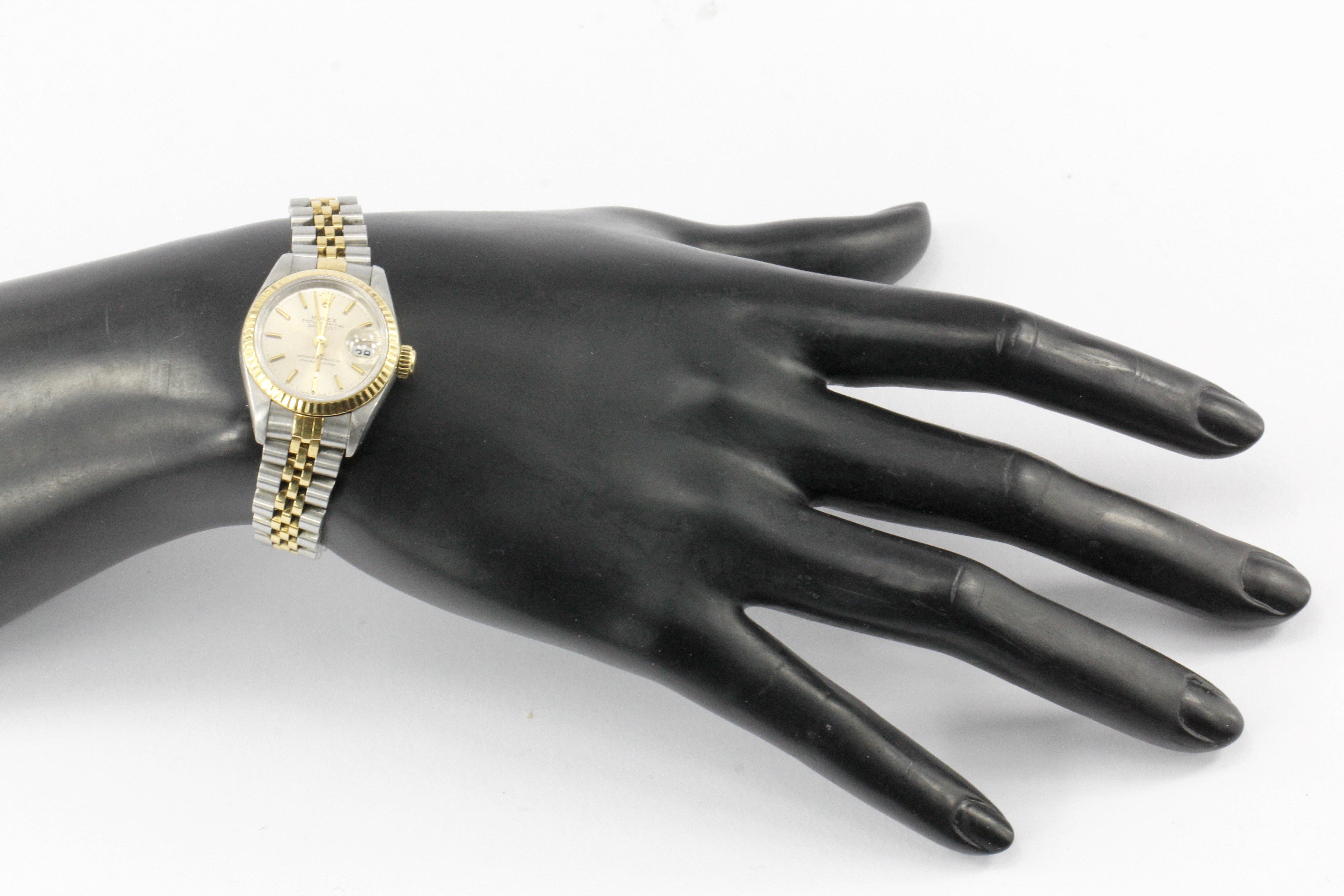 Rolex Ladies Datejust 69173 Stainless Steel & 18K Yellow Gold Silver Dial - Queen May