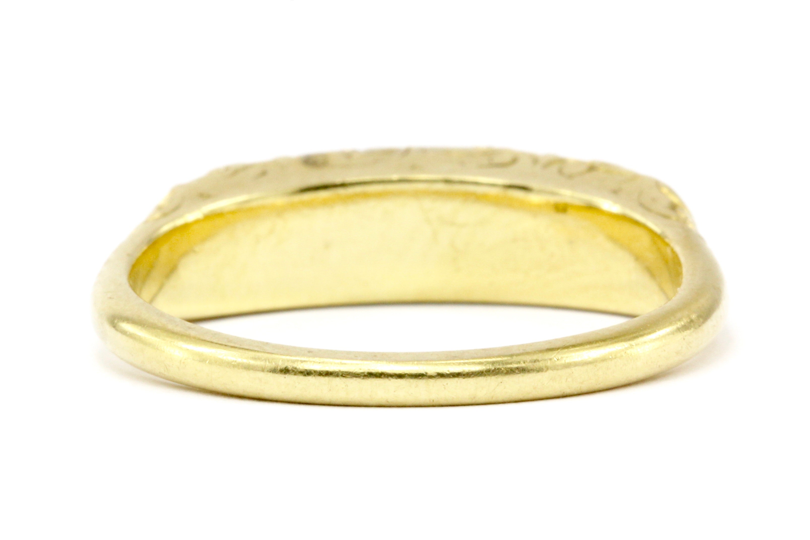 Victorian 18K Yellow Gold Rose Cut Diamond and Natural Pearl Band Ring Size 6.75 - Queen May