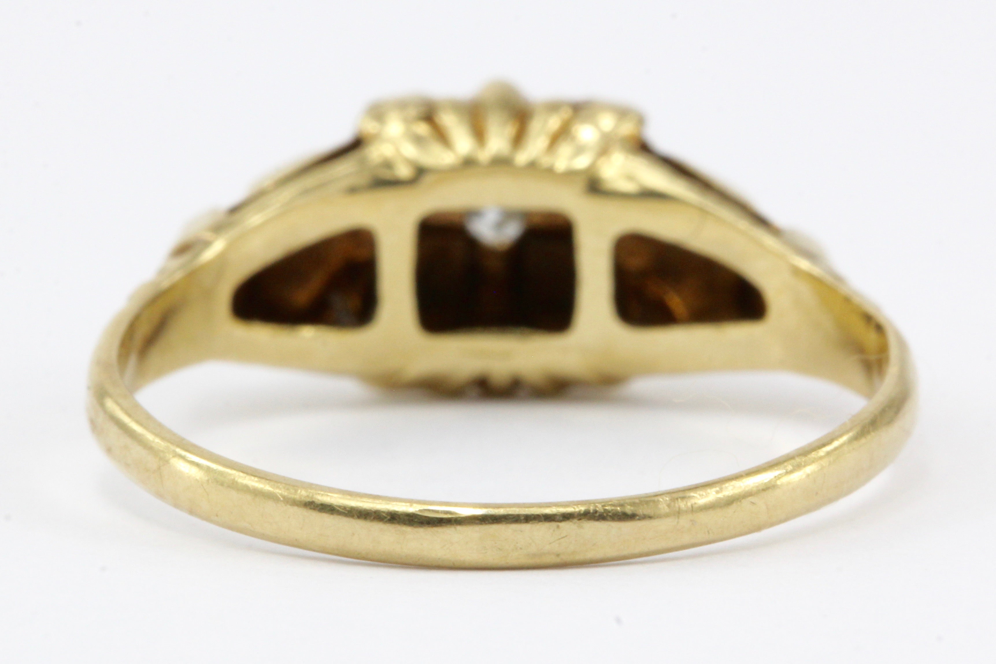 Antique Art Deco 14K Gold & Diamond Engagement Ring Size 5.5 - Queen May