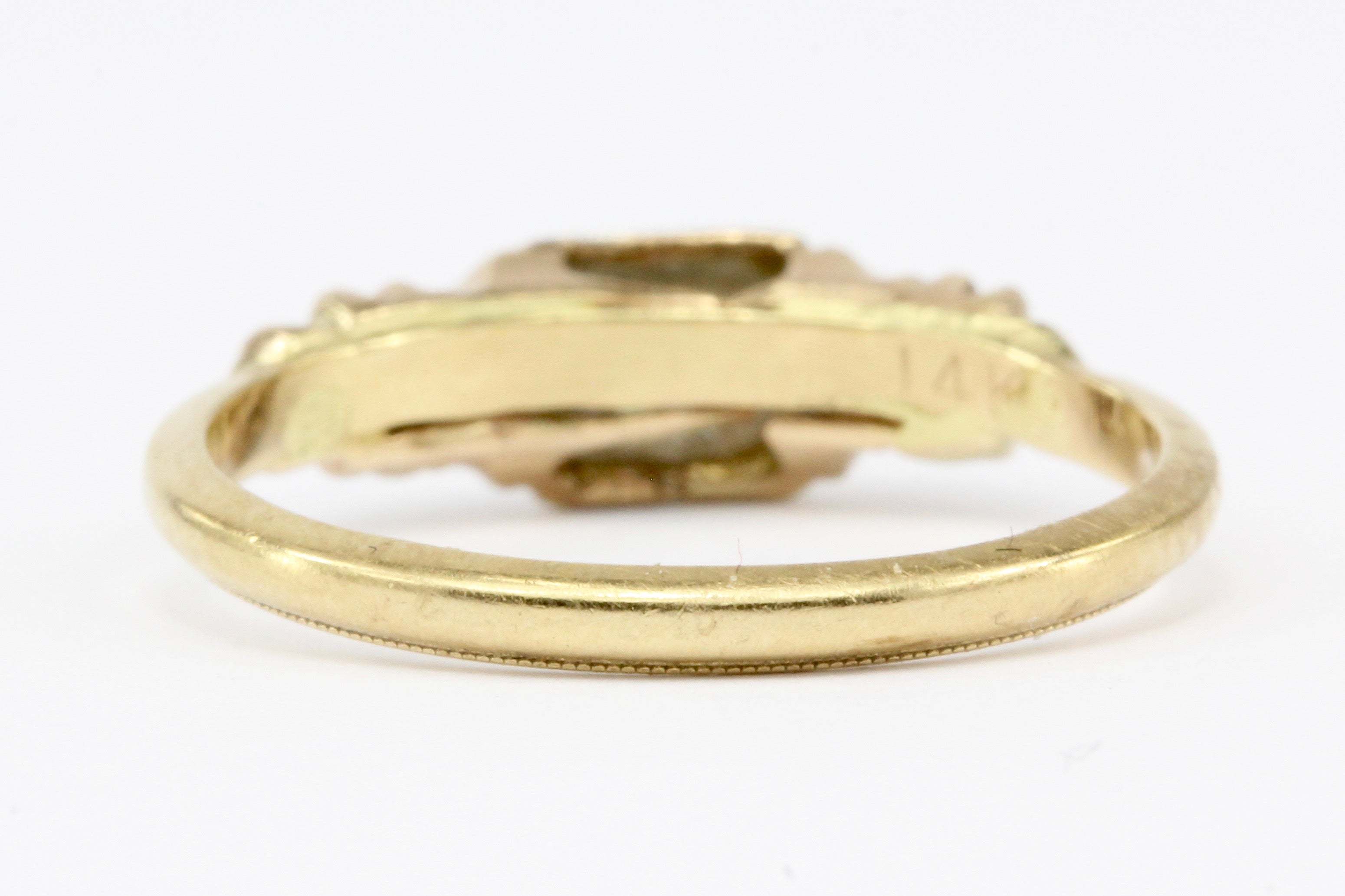 Antique Old European Cut Diamond 14K Gold Low Profile Engagement Ring Size 6.5 - Queen May