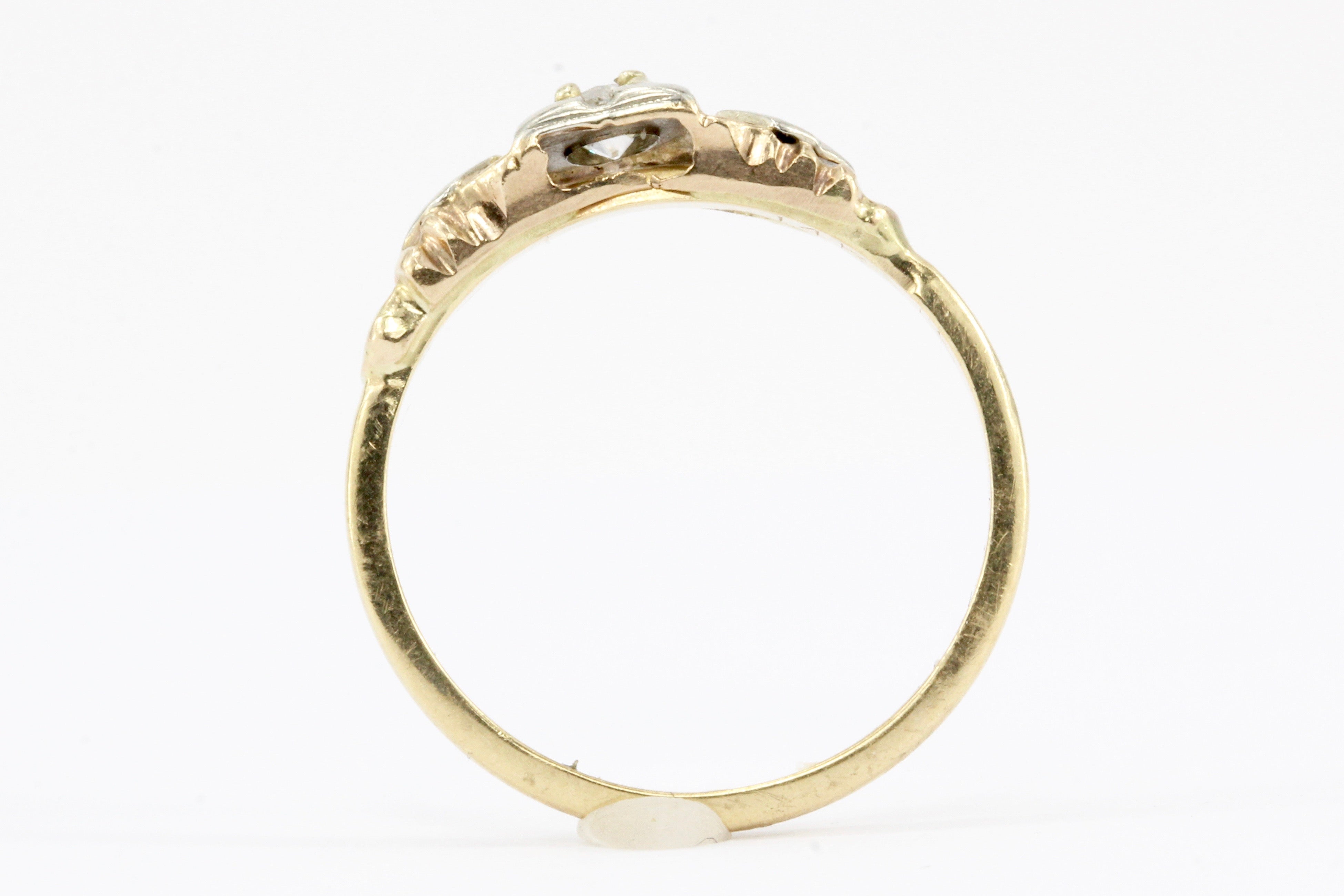 Antique Old European Cut Diamond 14K Gold Low Profile Engagement Ring Size 6.5 - Queen May