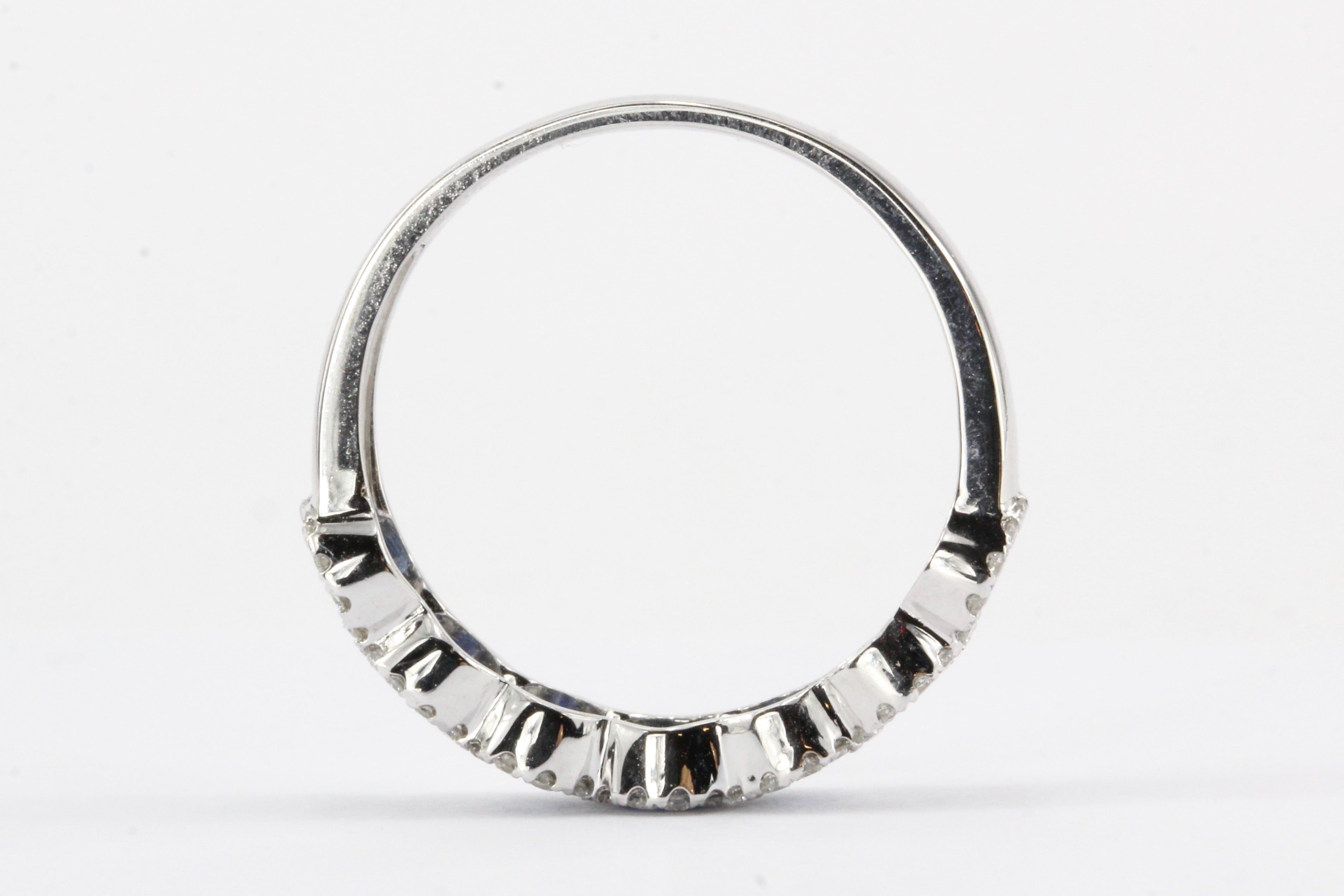 14K White Gold Natural Sapphire and Diamond Band - Queen May