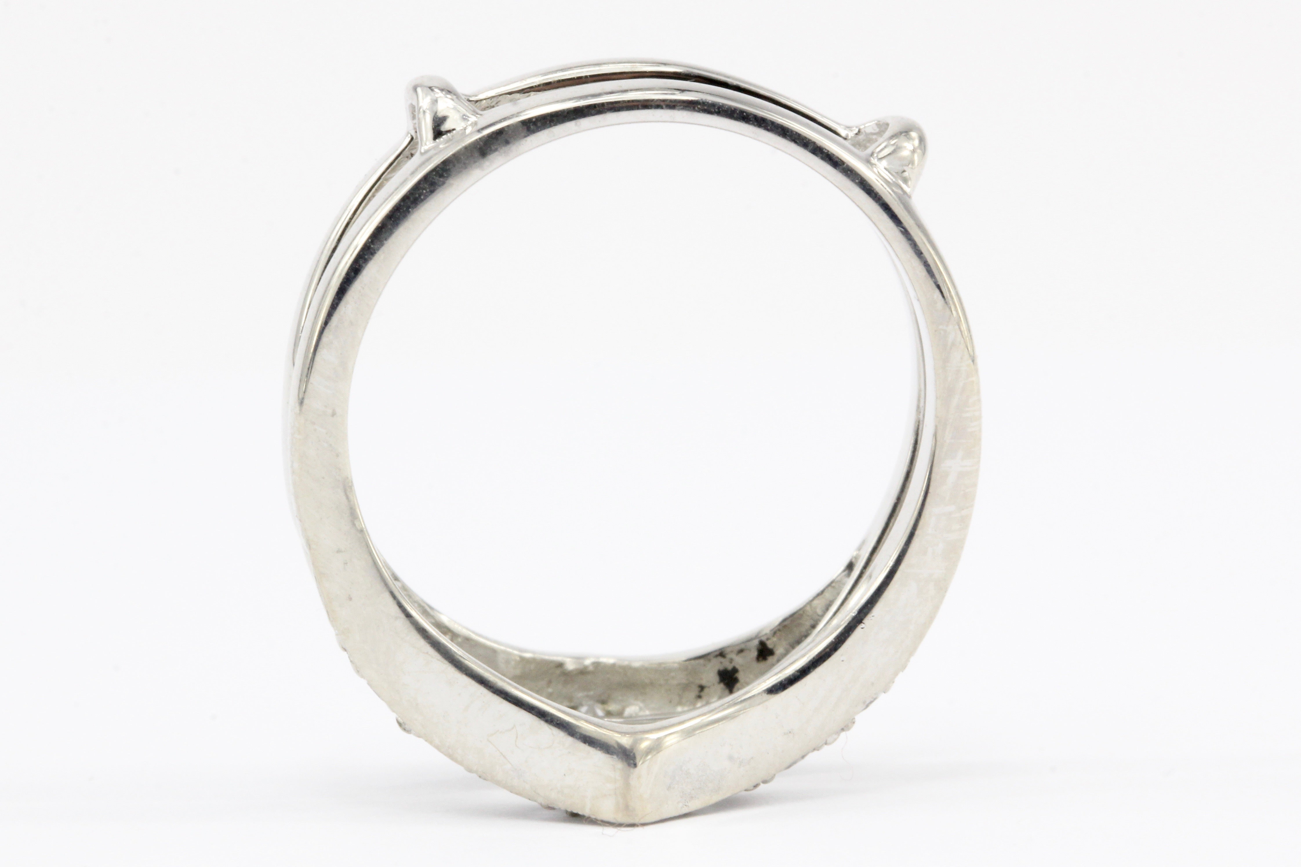 14K White Gold Diamond Ring Jacket Size 6.25 - Queen May