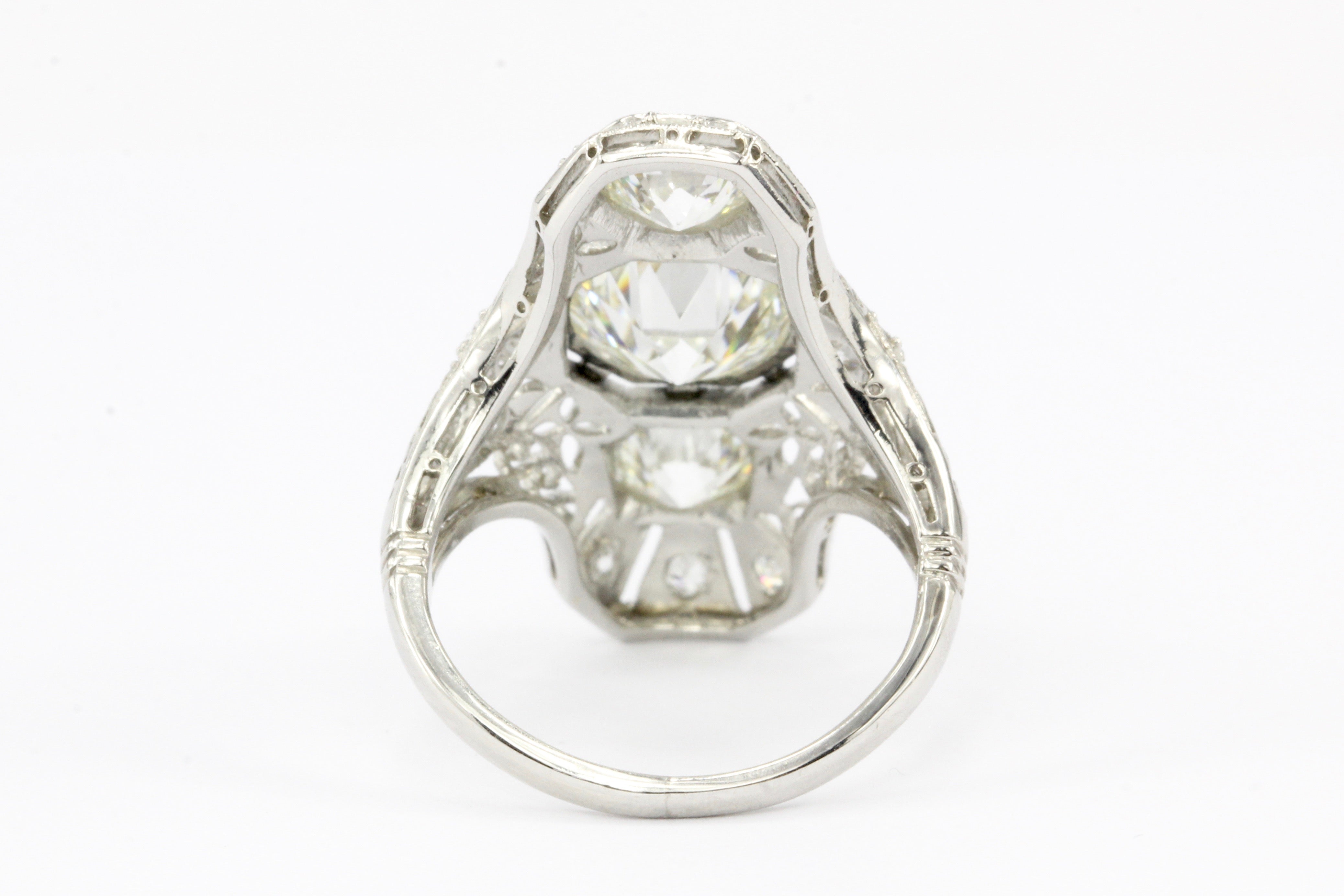 Art Deco Platinum Diamond Shield Ring - Queen May