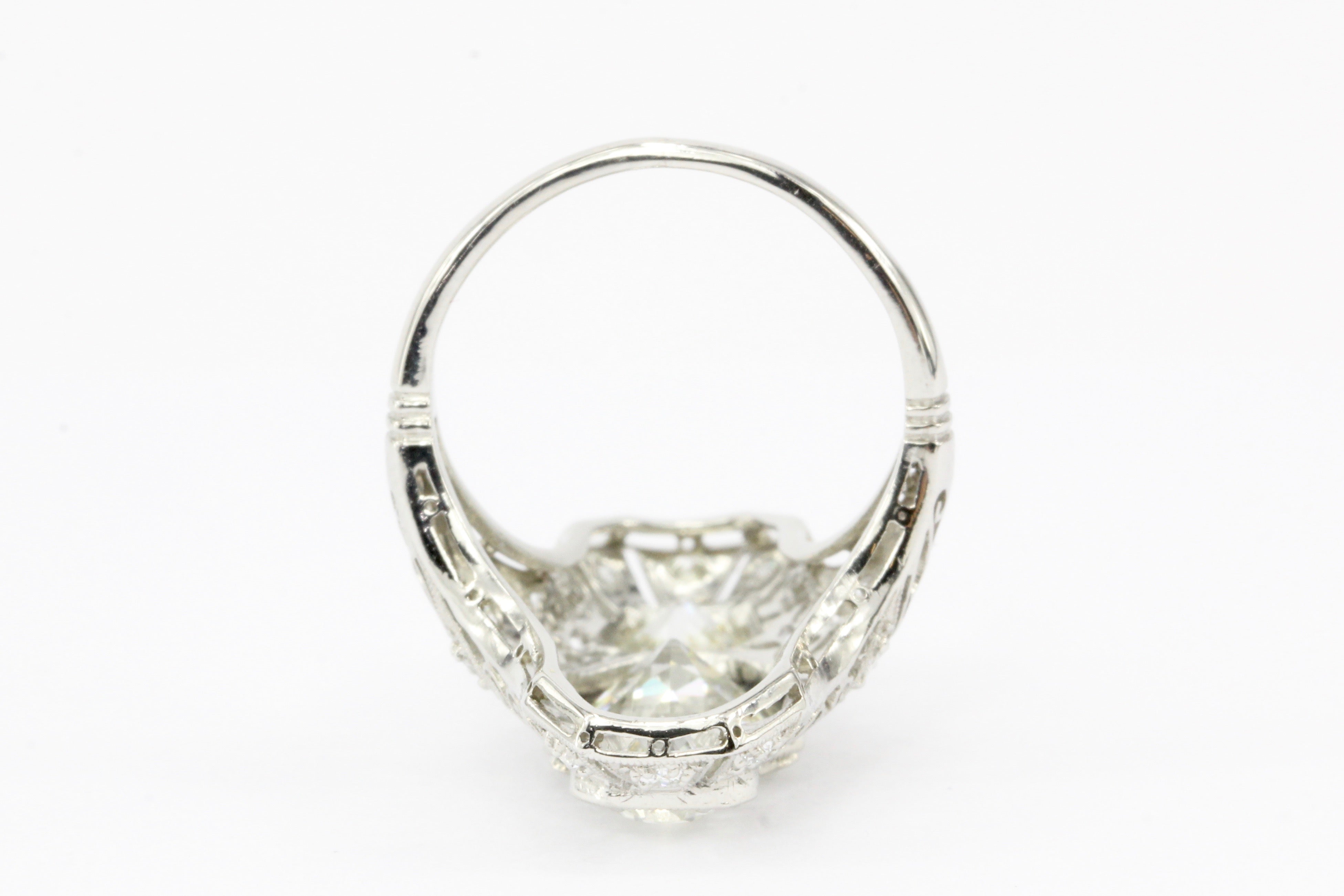 Art Deco Platinum Diamond Shield Ring - Queen May