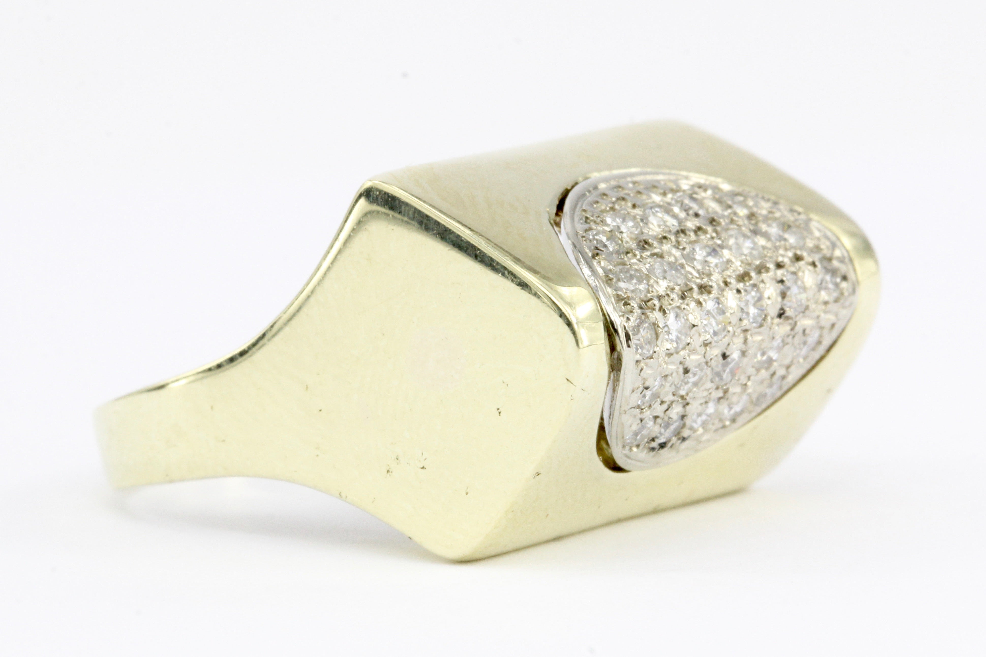 Unique 14K Yellow Gold Diamond Dome Ring Size 7.25 - Queen May