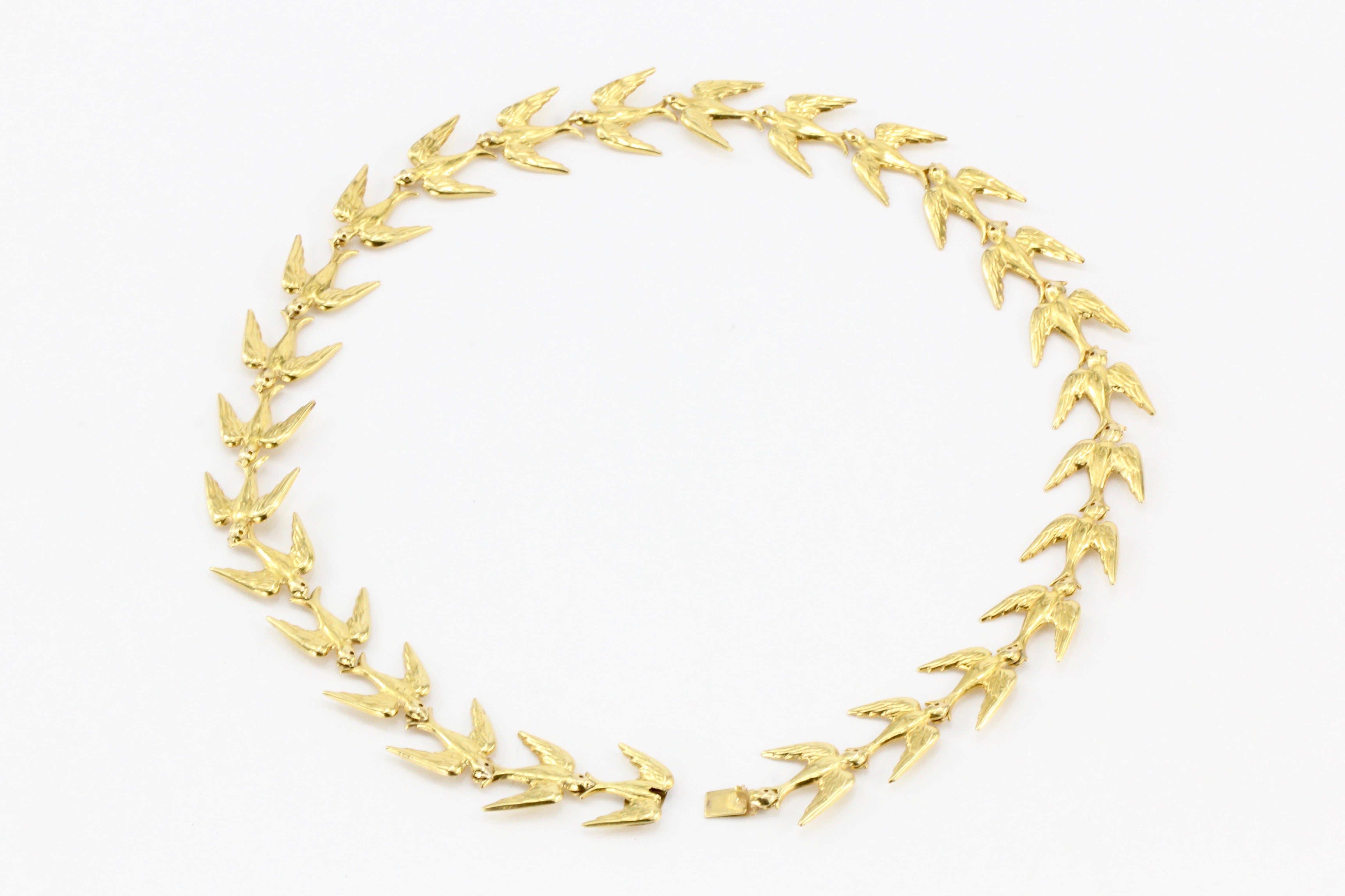 Vintage Retro 14K Yellow Gold Swallow Chain Necklace c.1950's - Queen May