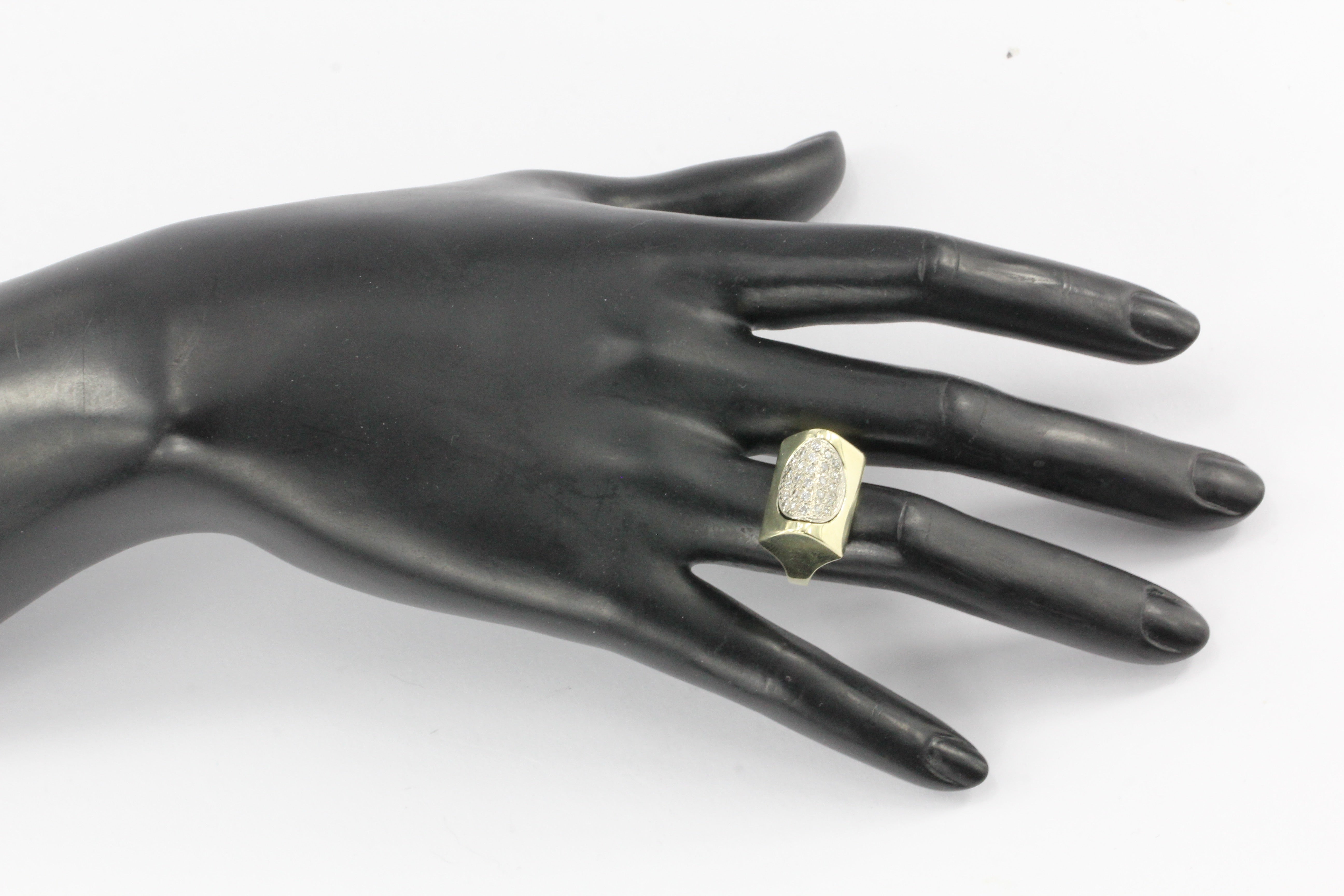 Unique 14K Yellow Gold Diamond Dome Ring Size 7.25 - Queen May