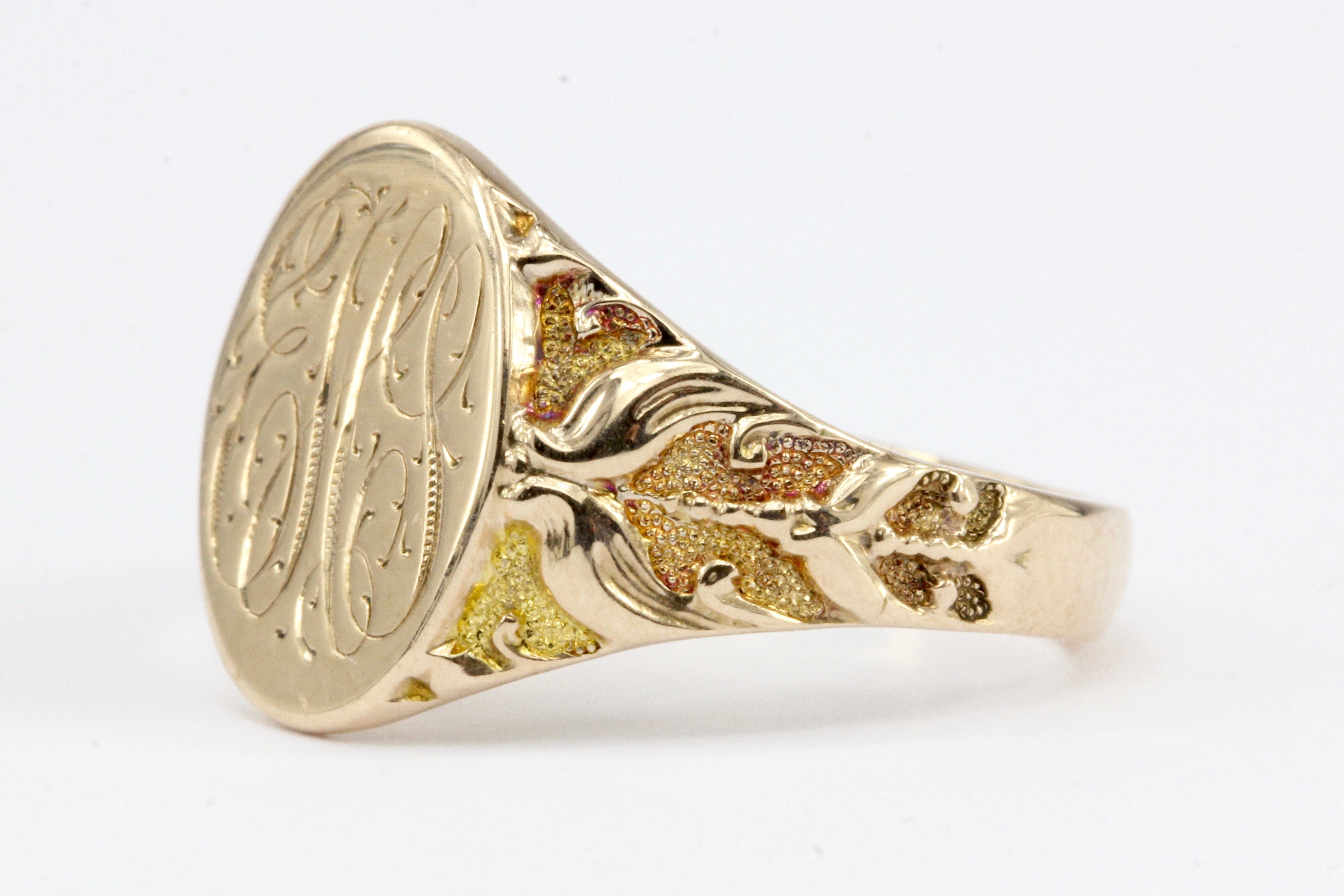 Victorian 10K Rose Gold Signet Ring Size by Ostby & Barton Size 6.5 - Queen May