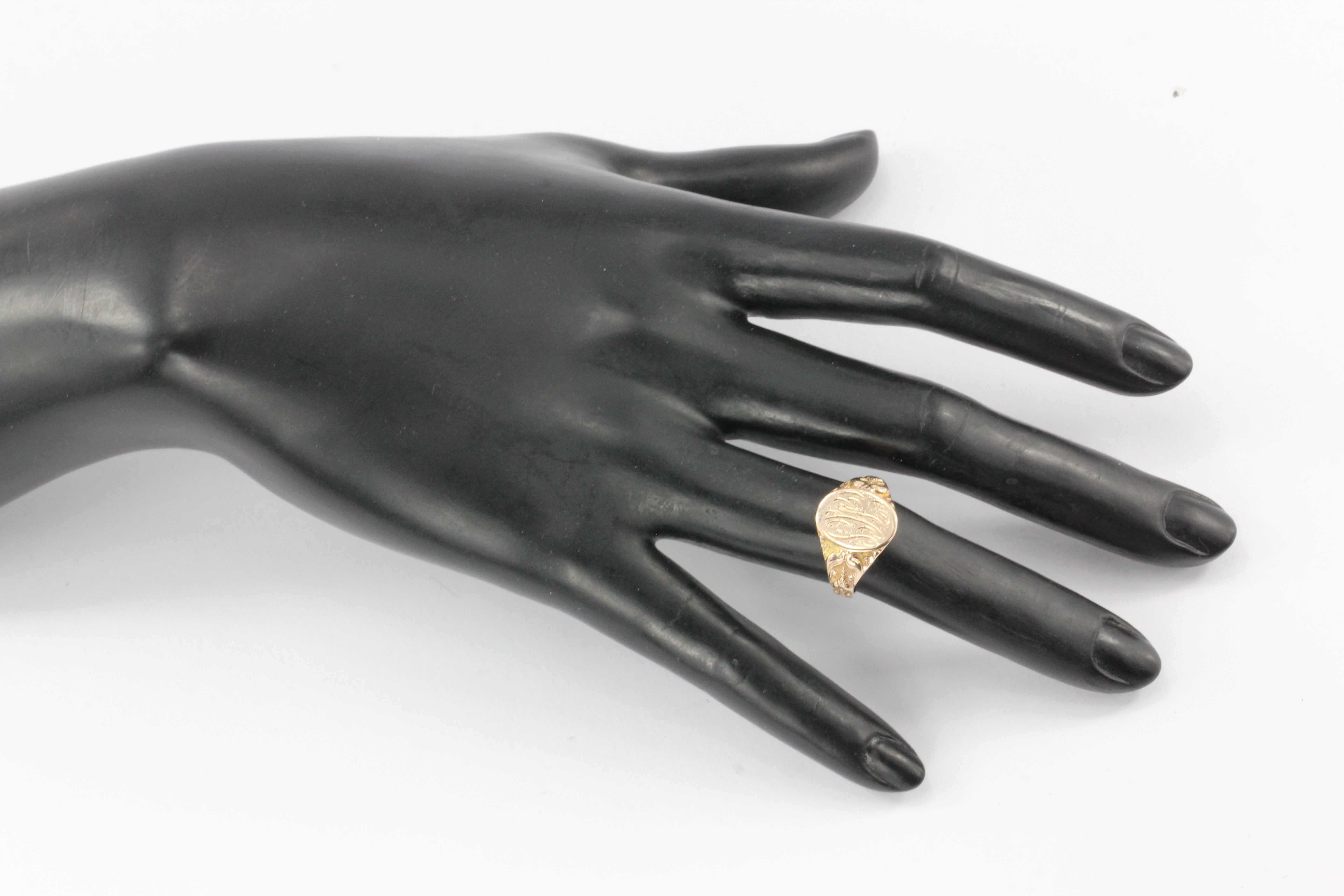 Victorian 10K Rose Gold Signet Ring Size by Ostby & Barton Size 6.5 - Queen May