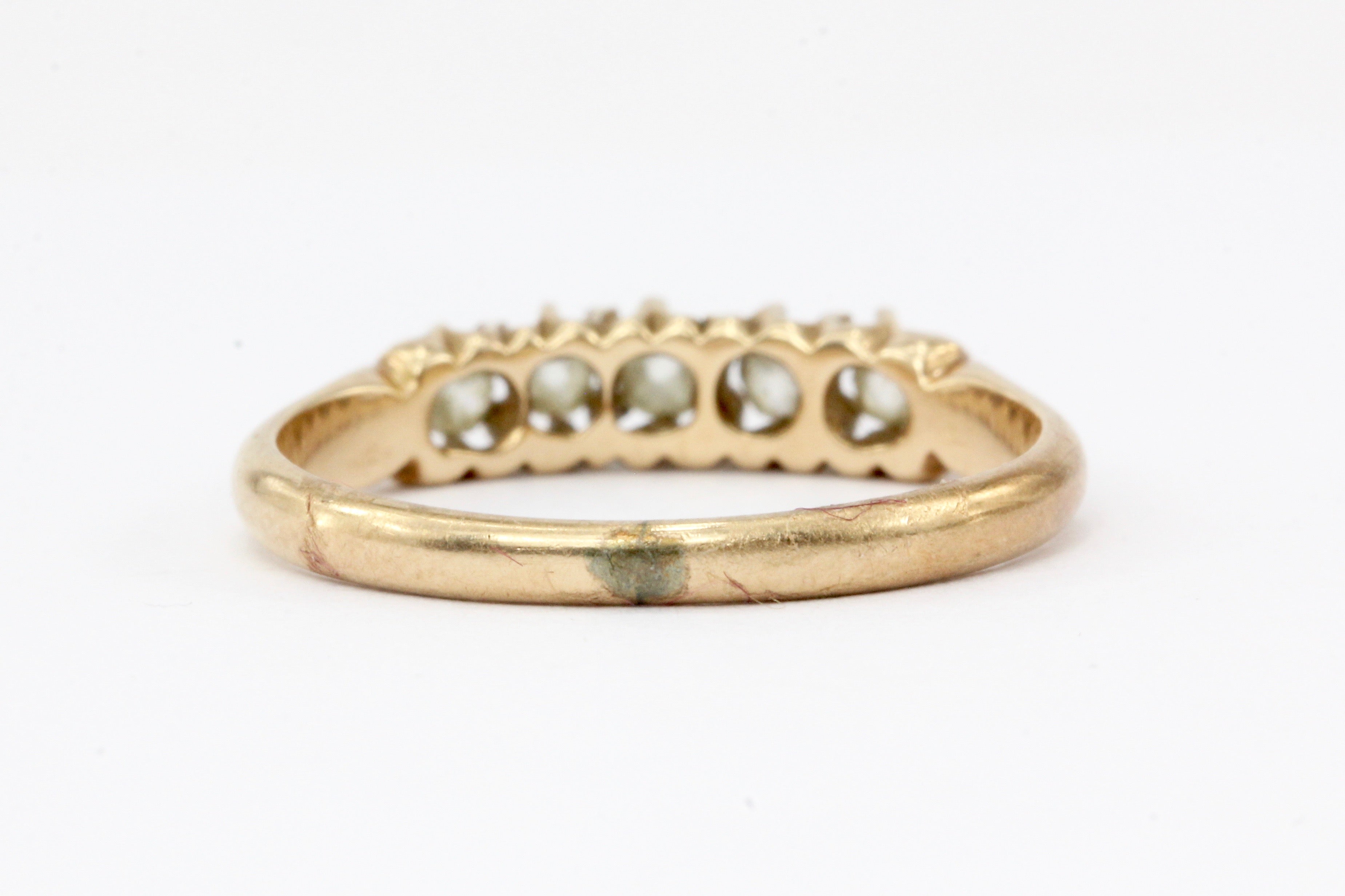 Victorian 14K Yellow Gold Old Mine Cut Diamond Band - Queen May