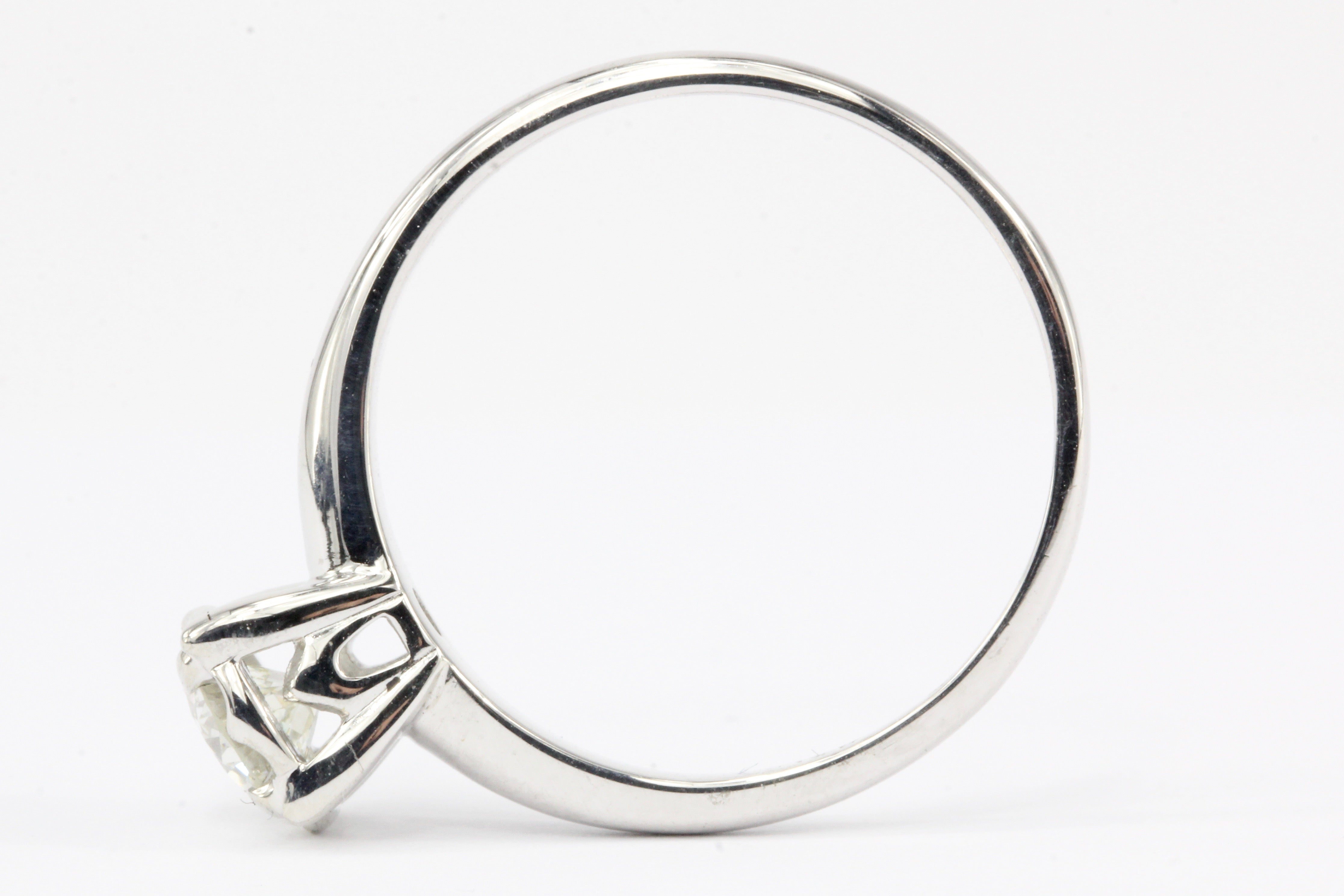 14K White Gold .45 CT Old European Cut Diamond Engagement Ring Size 7.5 - Queen May